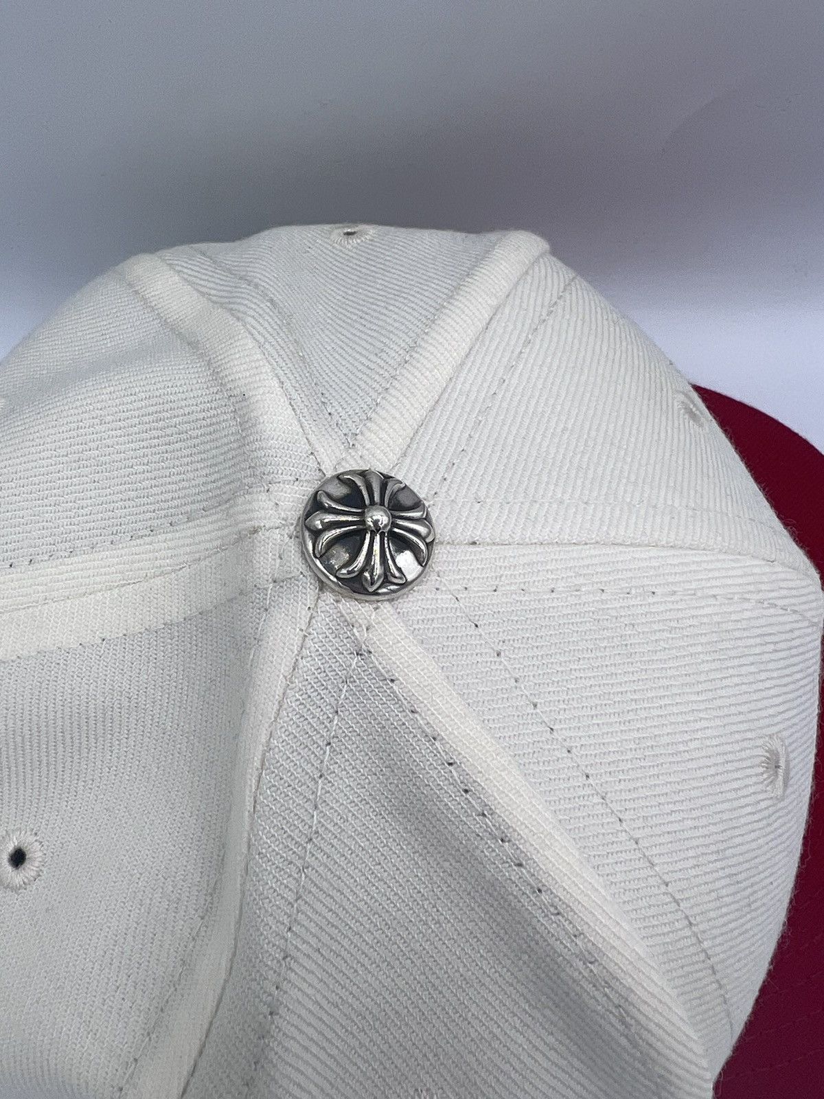 Chrome Hearts Chrome Hearts Wool Acrylic Serge Ivory/Red Fitted Hat Size ONE SIZE - 5 Thumbnail