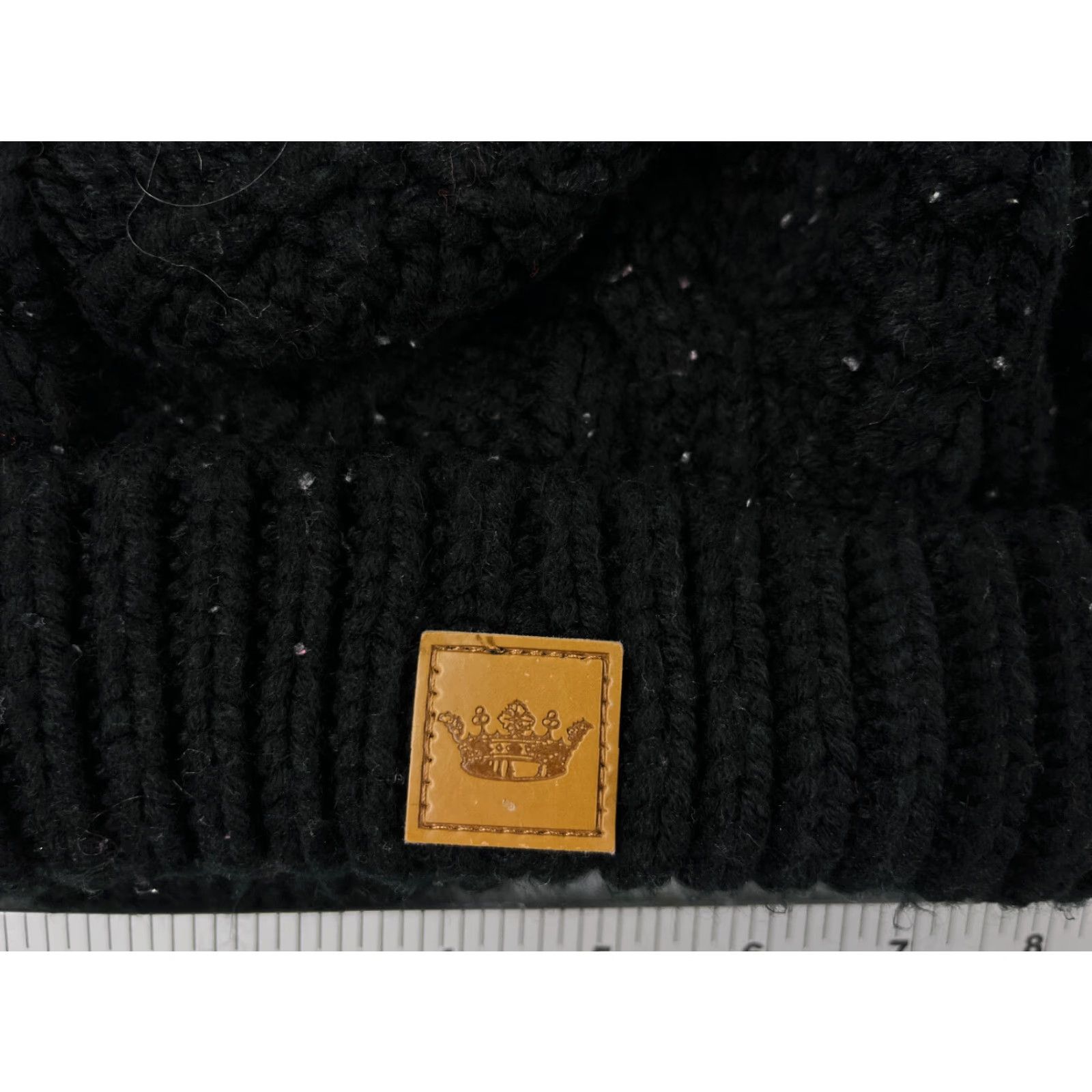 Vintage Panache Beanie Toque Womens One Size Black Cable Knit Acrylic Poly Lined Ski Pom Beanie Size ONE SIZE - 2 Thumbnail