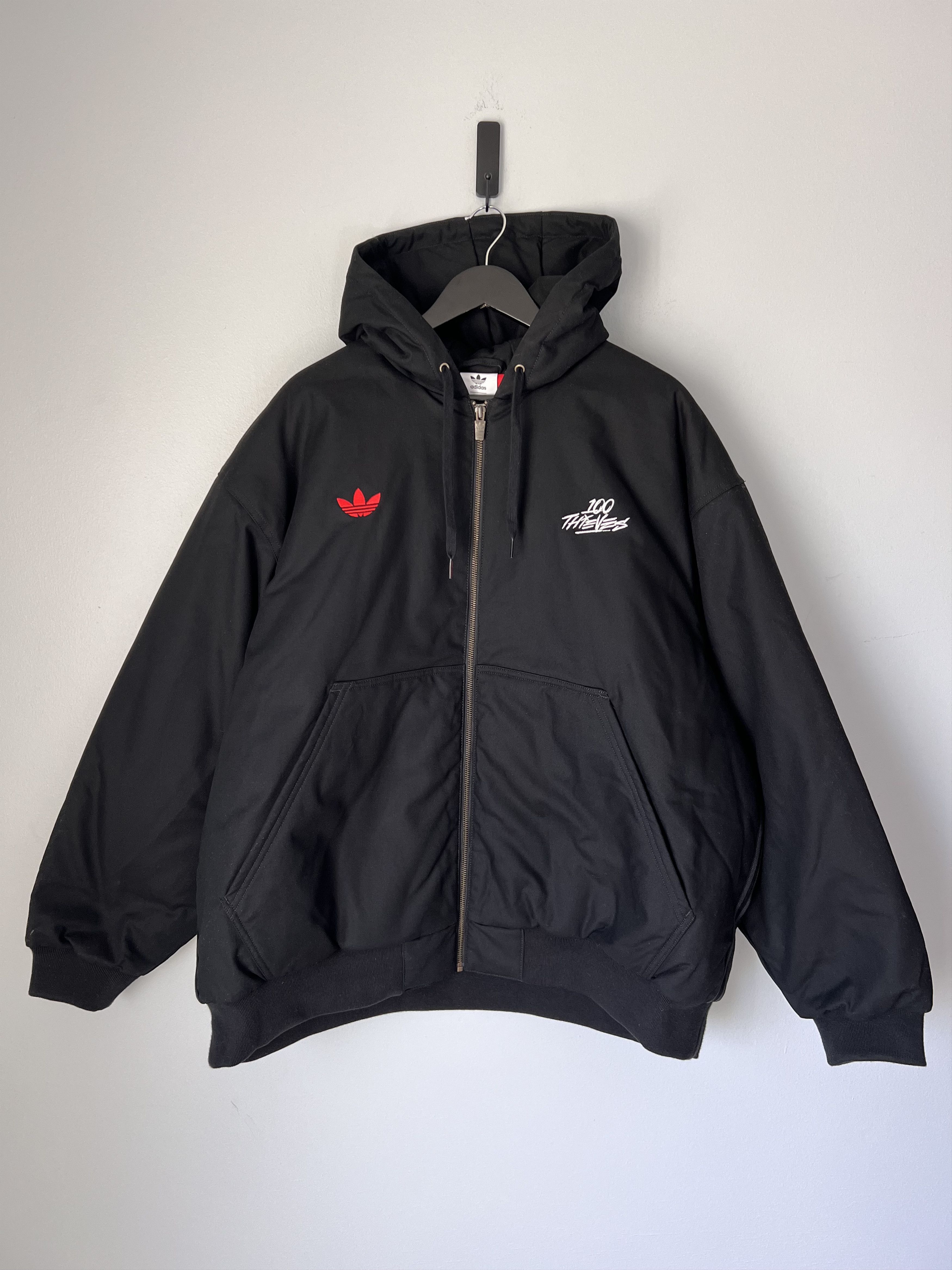 100 Thieves × Adidas 100 Thieves Adidas Hooded Work Jacket in Black Size US XXL / EU 58 / 5 - 1 Thumbnail