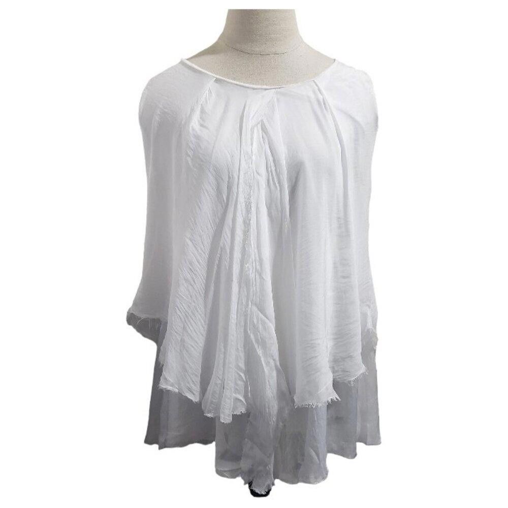 Designer CT1672 Tina Stephens White Layered Sleeveless Blouse Size S / US 4 / IT 40 - 1 Thumbnail