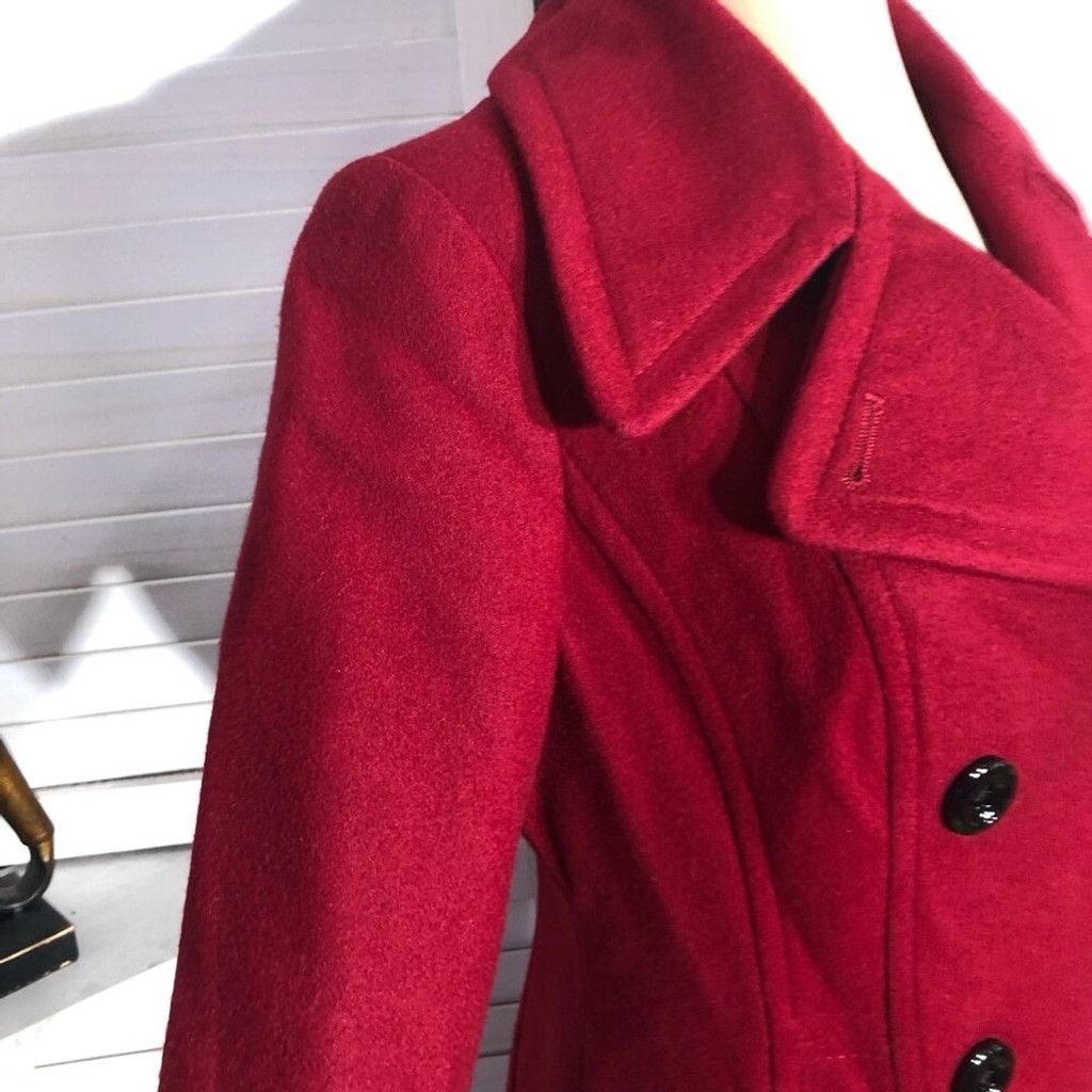 Anne Klein Anne Klein Peacoat Prepy Double Breasted Wool Red Burgundy S Size S / US 4 / IT 40 - 6 Thumbnail