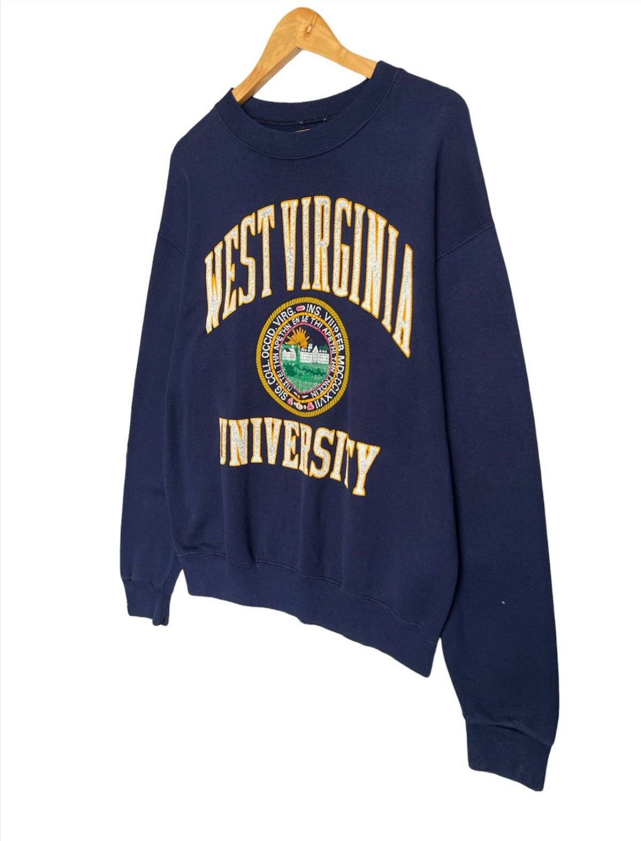 Vintage Vintage 90's West Virginia University Crewneck Sweatshirt Size US L / EU 52-54 / 3 - 2 Thumbnail