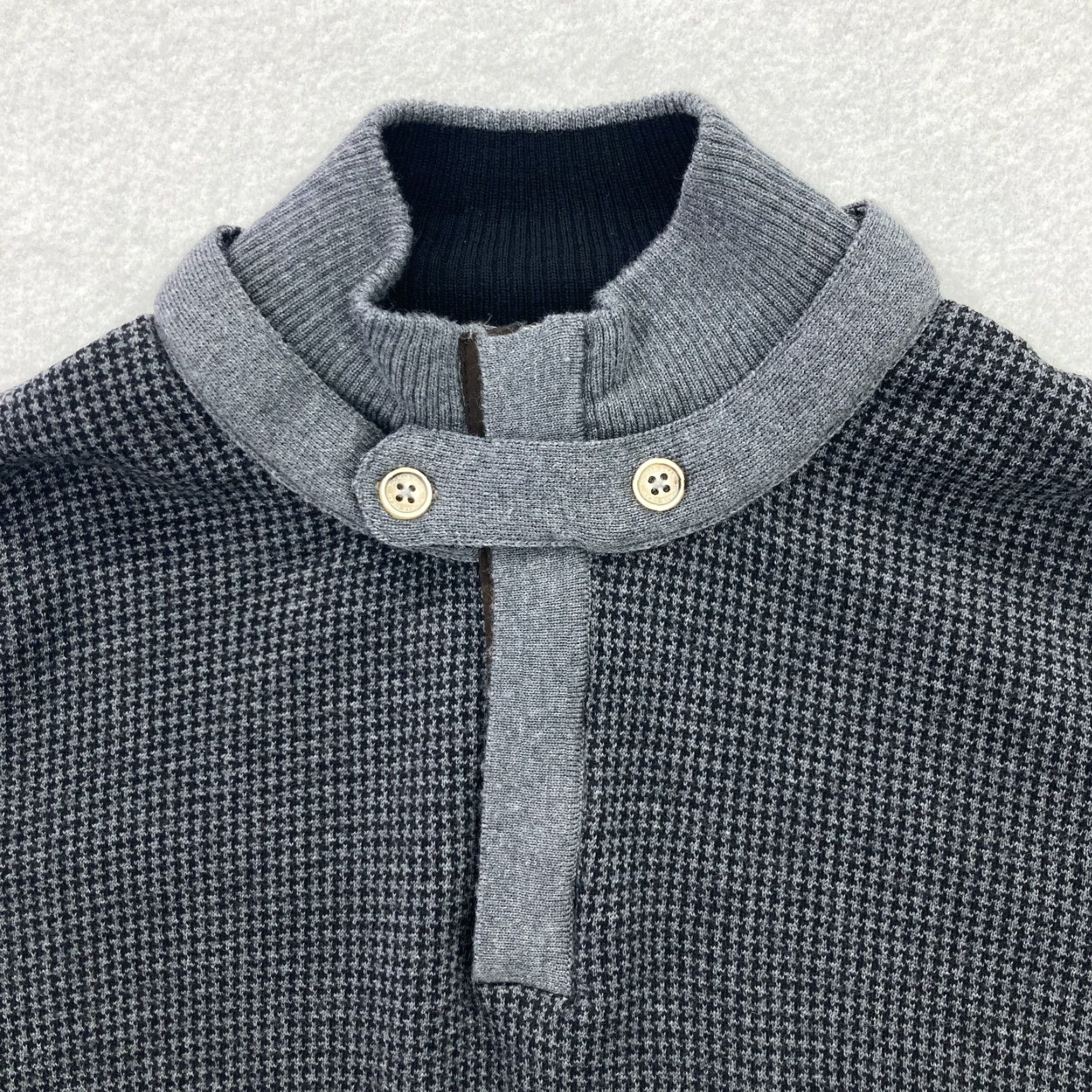 Vintage Thomas Dean Mens Gray 2 Tone Sweater 100% Extra Fine Merino Wool Italian Size XL Size US XL / EU 56 / 4 - 3 Thumbnail