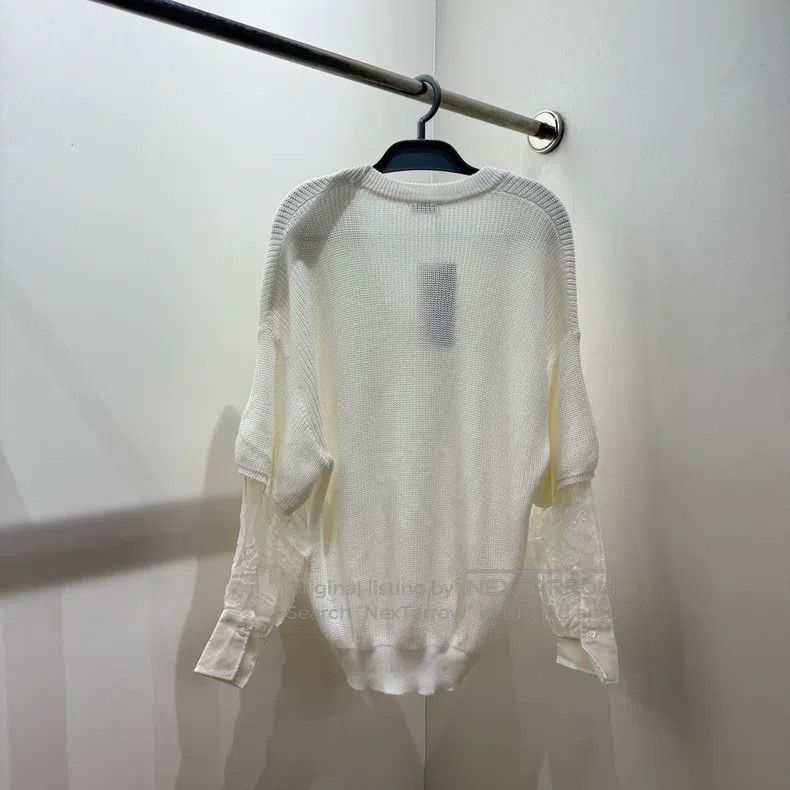 Brunello Cucinelli Brunello Cucinelli Sequined Patch Sleeve Solid Knitted Swe Size S / US 4 / IT 40 - 2 Thumbnail