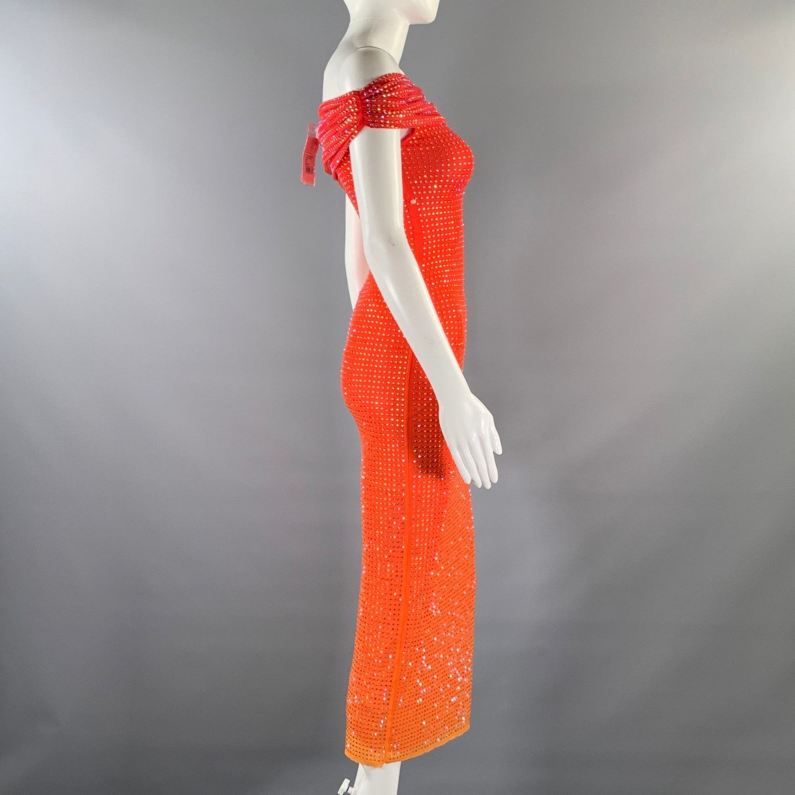 Self-Portrait SELF-PORTRAIT Size 0 Orange Pink Ombre Midi Dress Size XS / US 0-2 / IT 36-38 - 3 Thumbnail