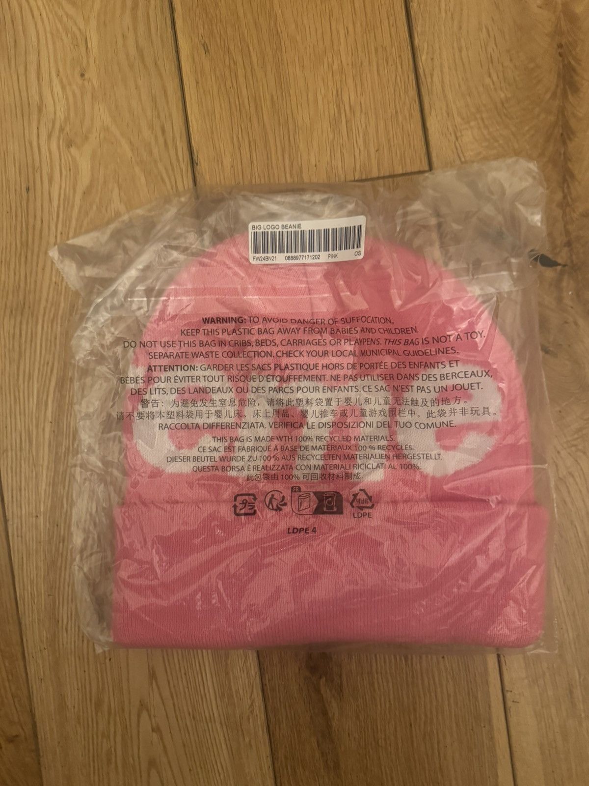 Supreme Supreme Big Logo Beanie Pink Size ONE SIZE - 1 Thumbnail