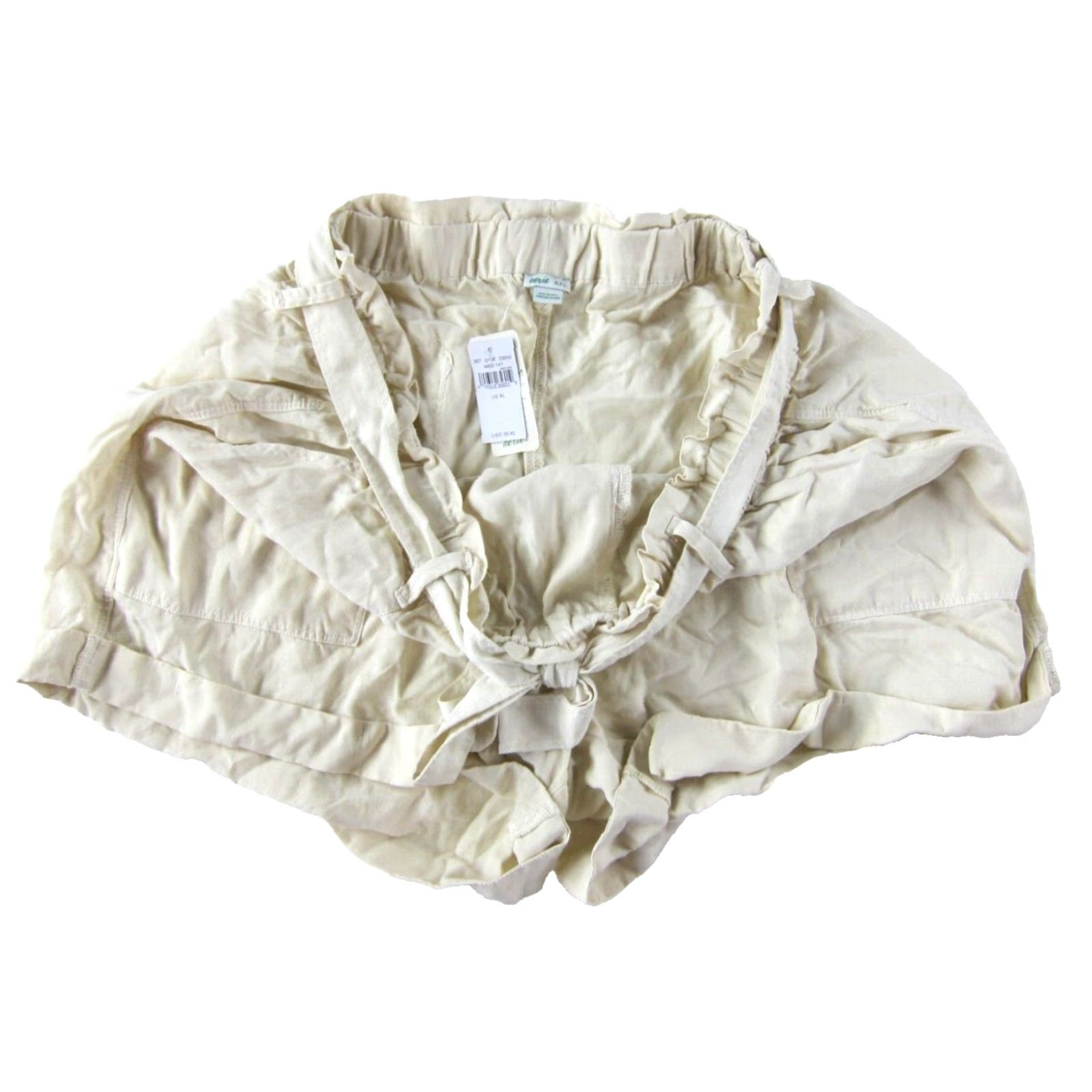 Vintage NWT Aerie 100% Rayon Ivory Elastic Waist Pocket Chino Shorts Woman XL Size 40" / US 18 - 4 Thumbnail