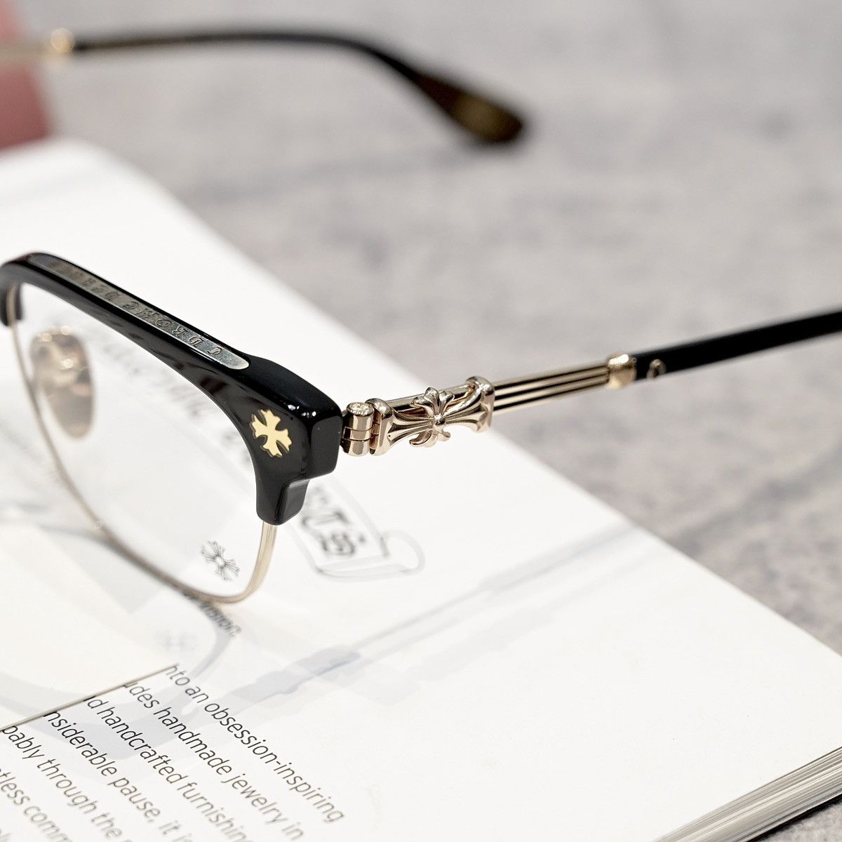 Chrome Hearts CHROME HEARTS BONENNOISSEUR II BLACK/ GOLD PLATED GLASSES Size ONE SIZE - 3 Thumbnail