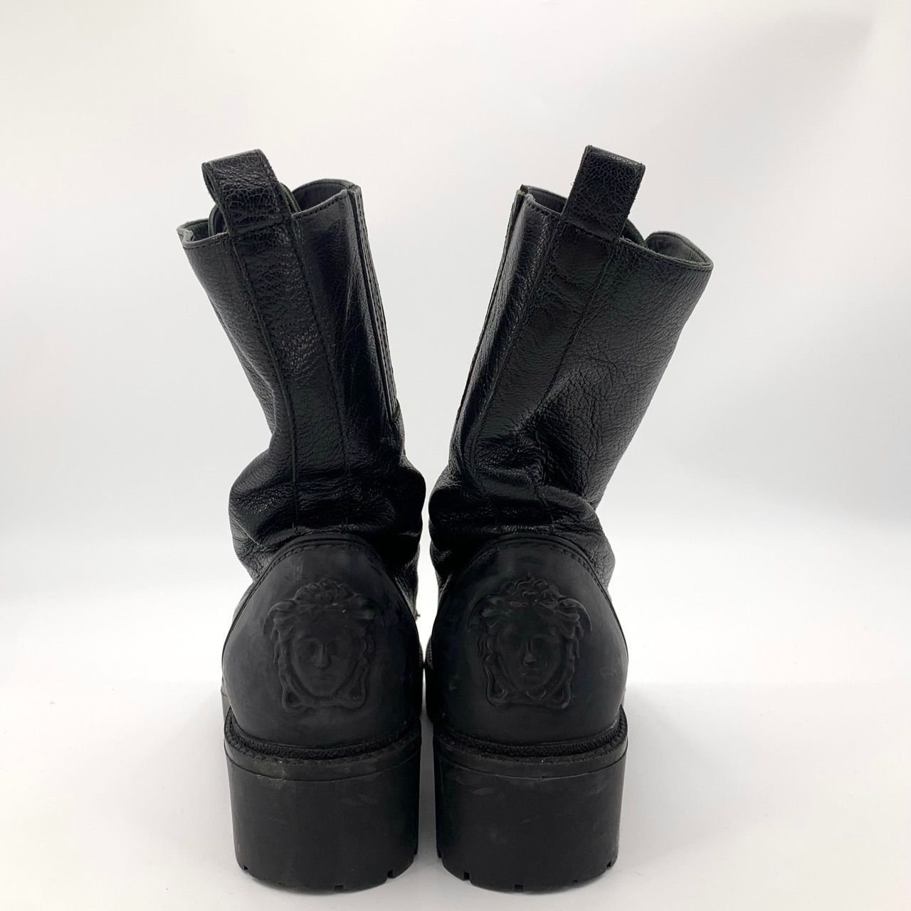 Versace [Versace] Medusa Head Black Leather Zip Boots 35 Size US 5 / IT 35 - 5 Thumbnail