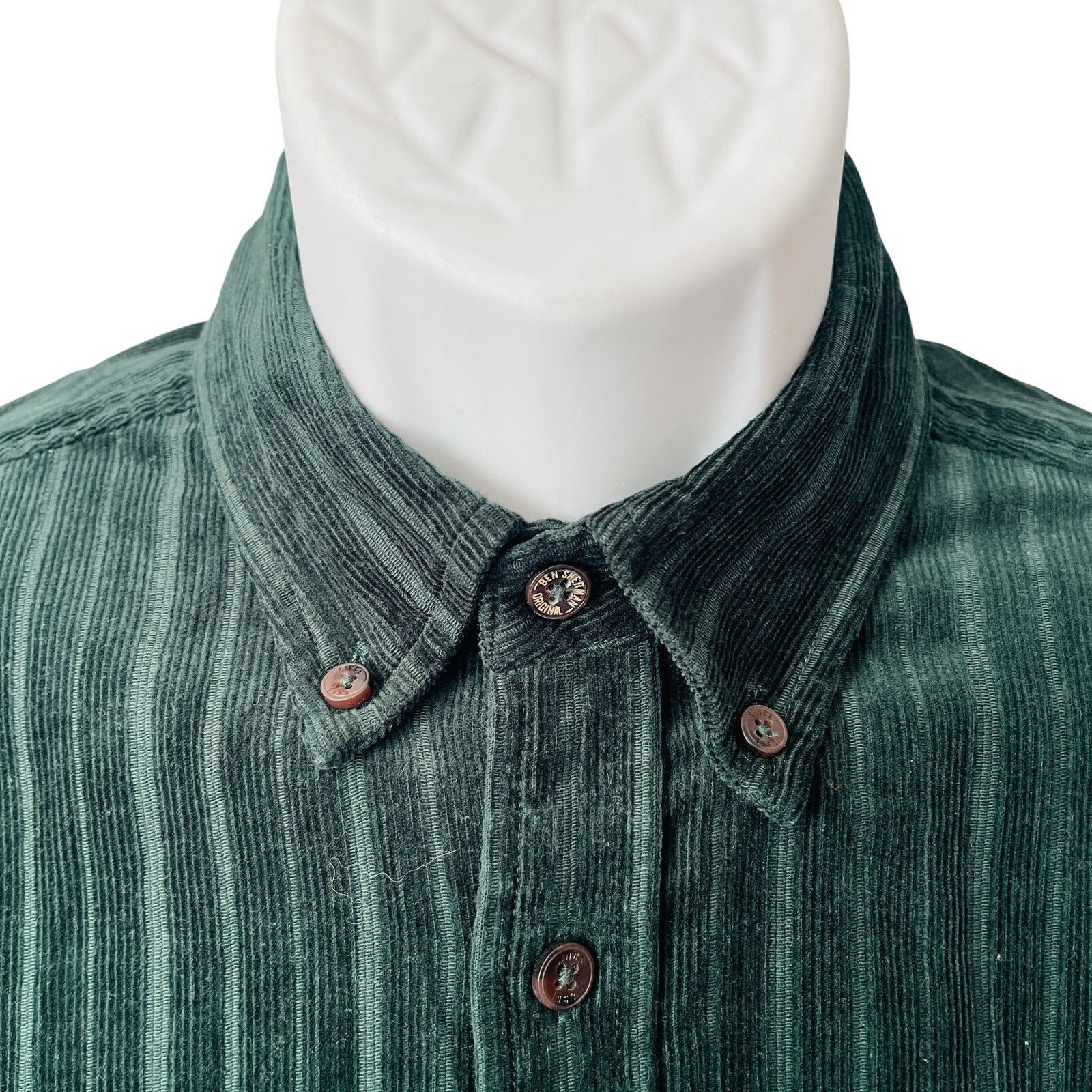 Ben Sherman Ben Sherman Classic Fit Dark Green Cord Stripe Shirt Size M Size US M / EU 48-50 / 2 - 2 Thumbnail