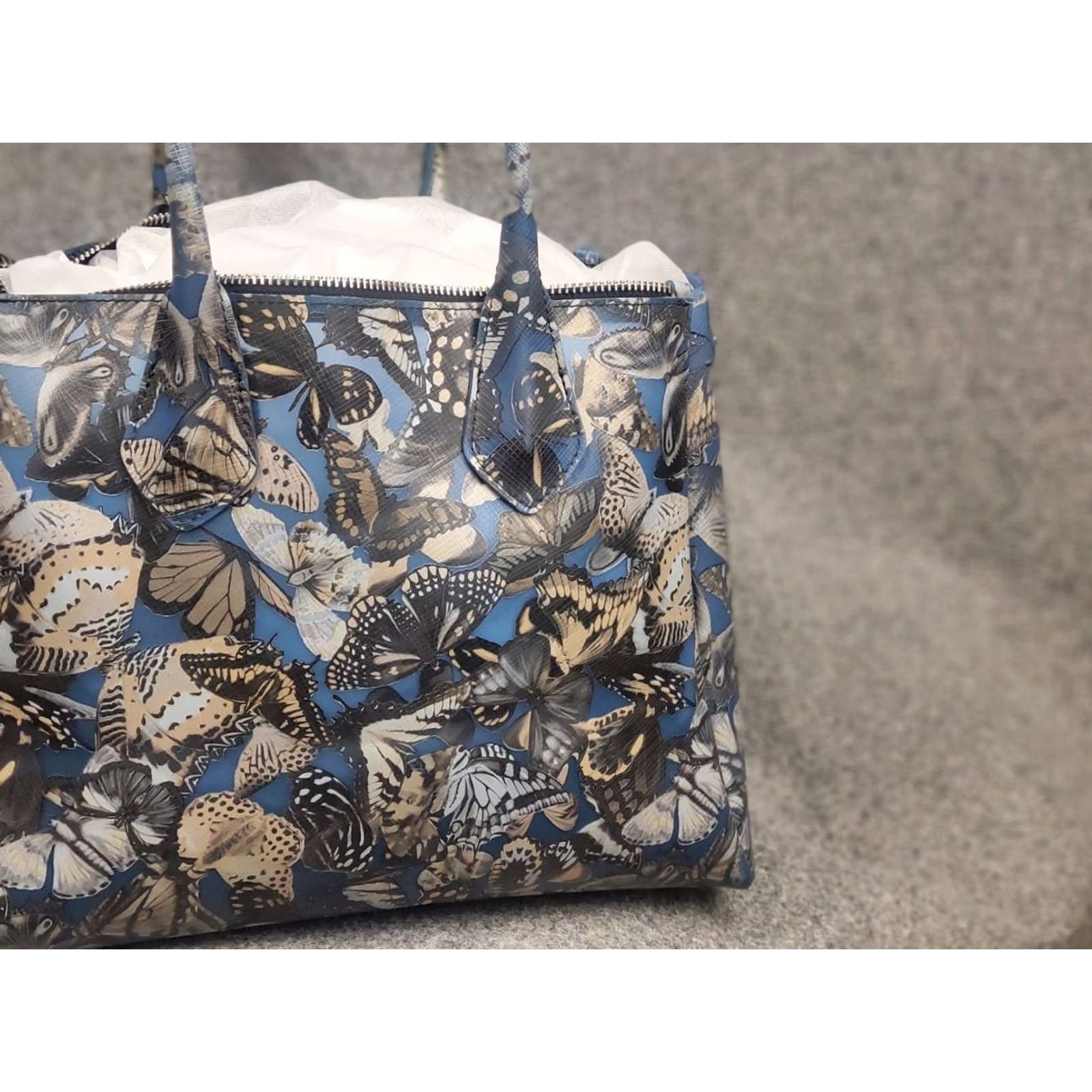 Gianni Chiarini Gianni Chiarini Italy Designer Handbag Shoulder Bag Blue Logo Butterfly - Medium - PVC Lining - PVC Exterior - Blue Hardware - Rayon - Women's Bag Size ONE SIZE - 3 Thumbnail