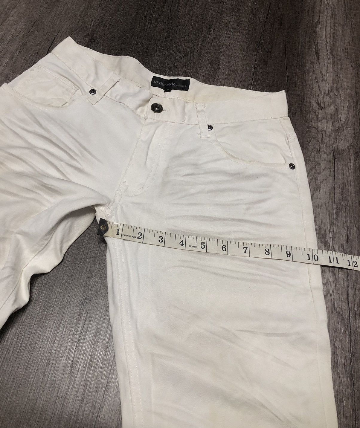 In The Attic × Japanese Brand In The Attic Homme White Slim Fit Distressed Jeans Size US 29 - 15 Thumbnail