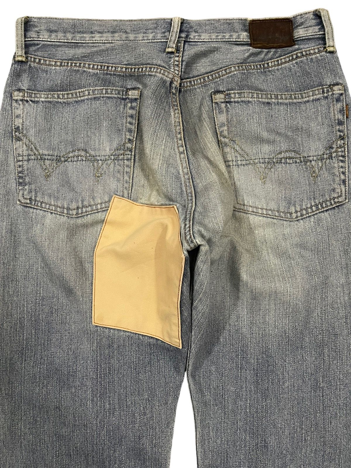Edwin Vintage Edwin Blue Wash Distressed Patchwork Style Jeans Size US 34 / EU 50 - 4 Thumbnail