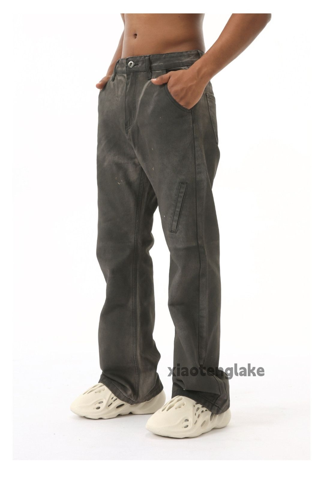 Jean × Vintage washed faded rusty stain skate hiphop yuppie flared jeans Size US 32 / EU 48 - 3 Thumbnail