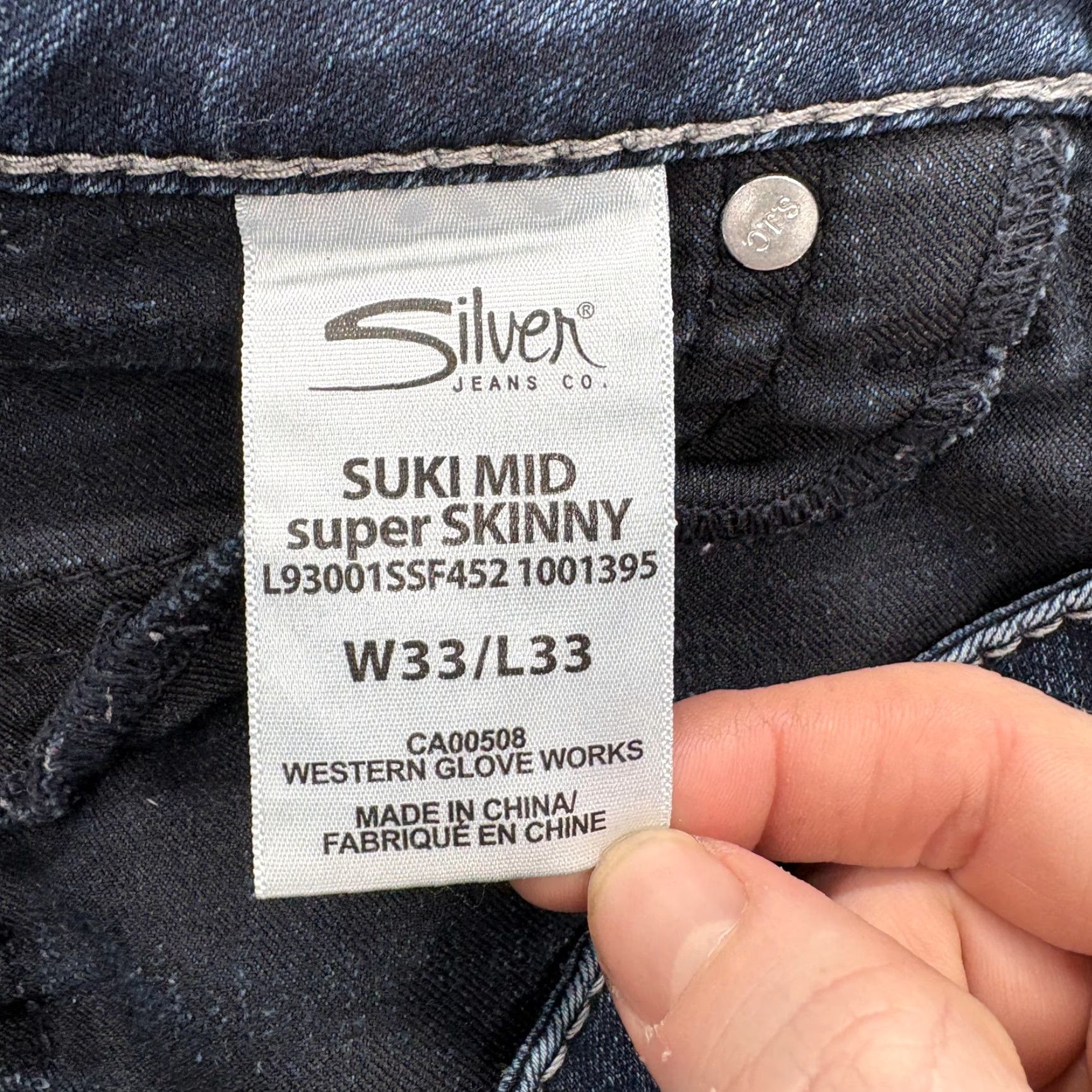 Silver Jeans Co. Silver Jeans Suki Mid Super Skinny Jeans Womens 33x33 Blue Dark Wash Stretch Y2K Size 24" / US 00 / IT 34 - 5 Thumbnail
