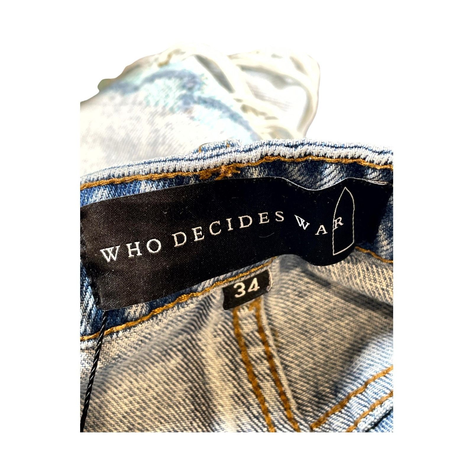 Who Decides War Who Decides War Studded Light Wash & Multicolor Jeans Size US 34 / EU 50 - 3 Thumbnail