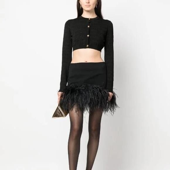 New Authentic Runway Versace croc-jacquard cropped cardigan