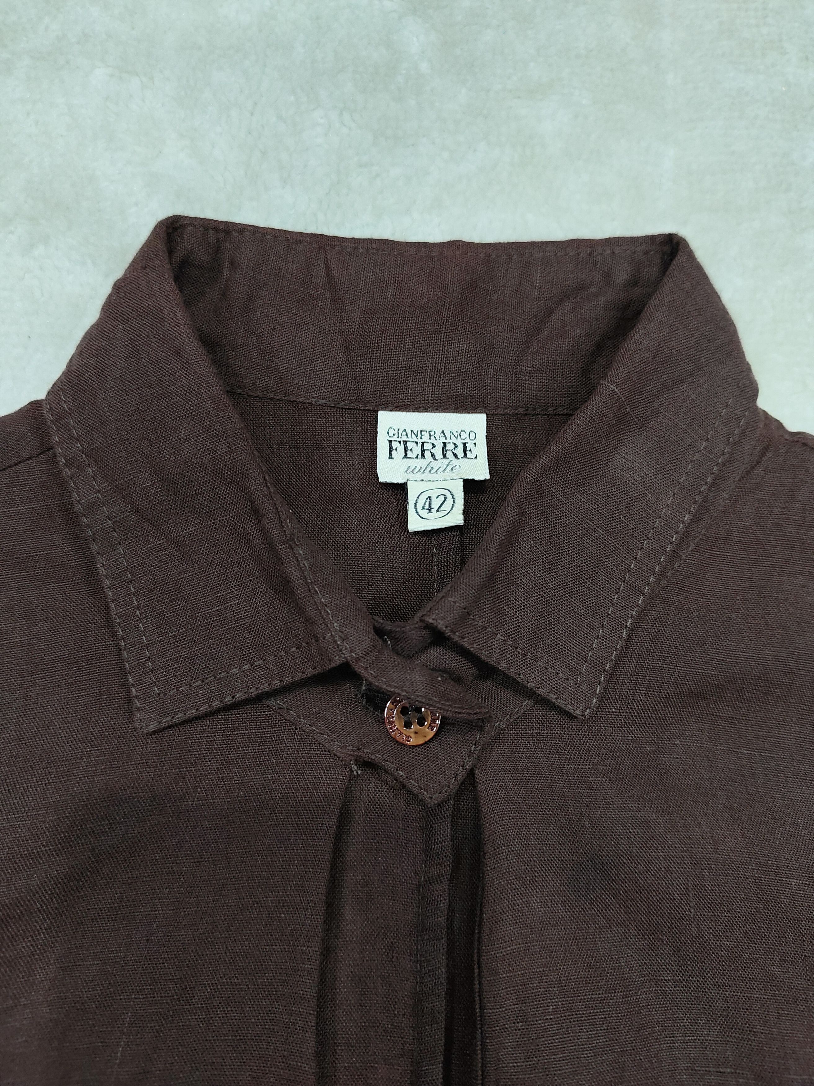 Gianfranco Ferre 90s Gianfranco Ferre- Wrap Cut Out Asymmetric Linen Shirt Size M / US 6-8 / IT 42-44 - 8 Thumbnail