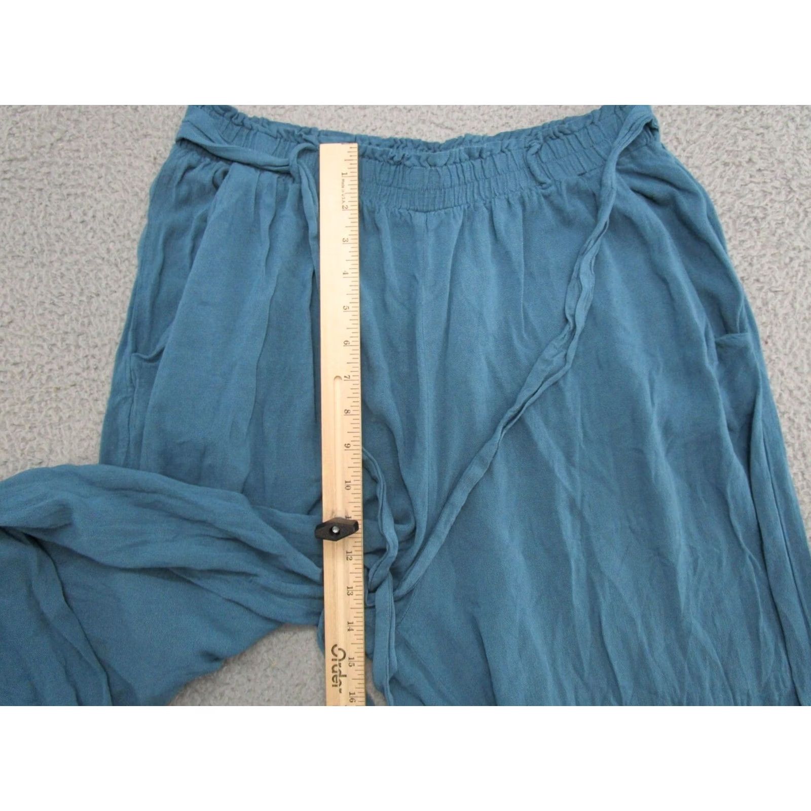 Vintage LuLaRoe Blue Belted Wide Leg Pants Elastic Waist Size Large Beach Lounge Womens Pants Size 36" / US 14 / IT 50 - 6 Thumbnail