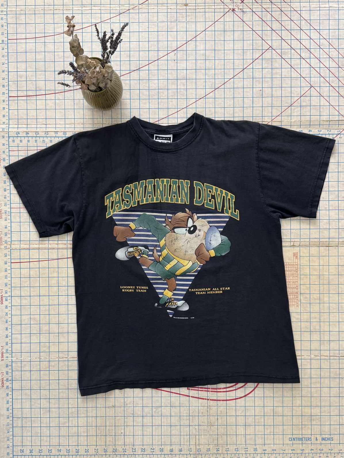 Vintage Vintage Admit One Tasmanian Devil Taz Rugby Tee Faded Black Size US L / EU 52-54 / 3 - 1 Thumbnail
