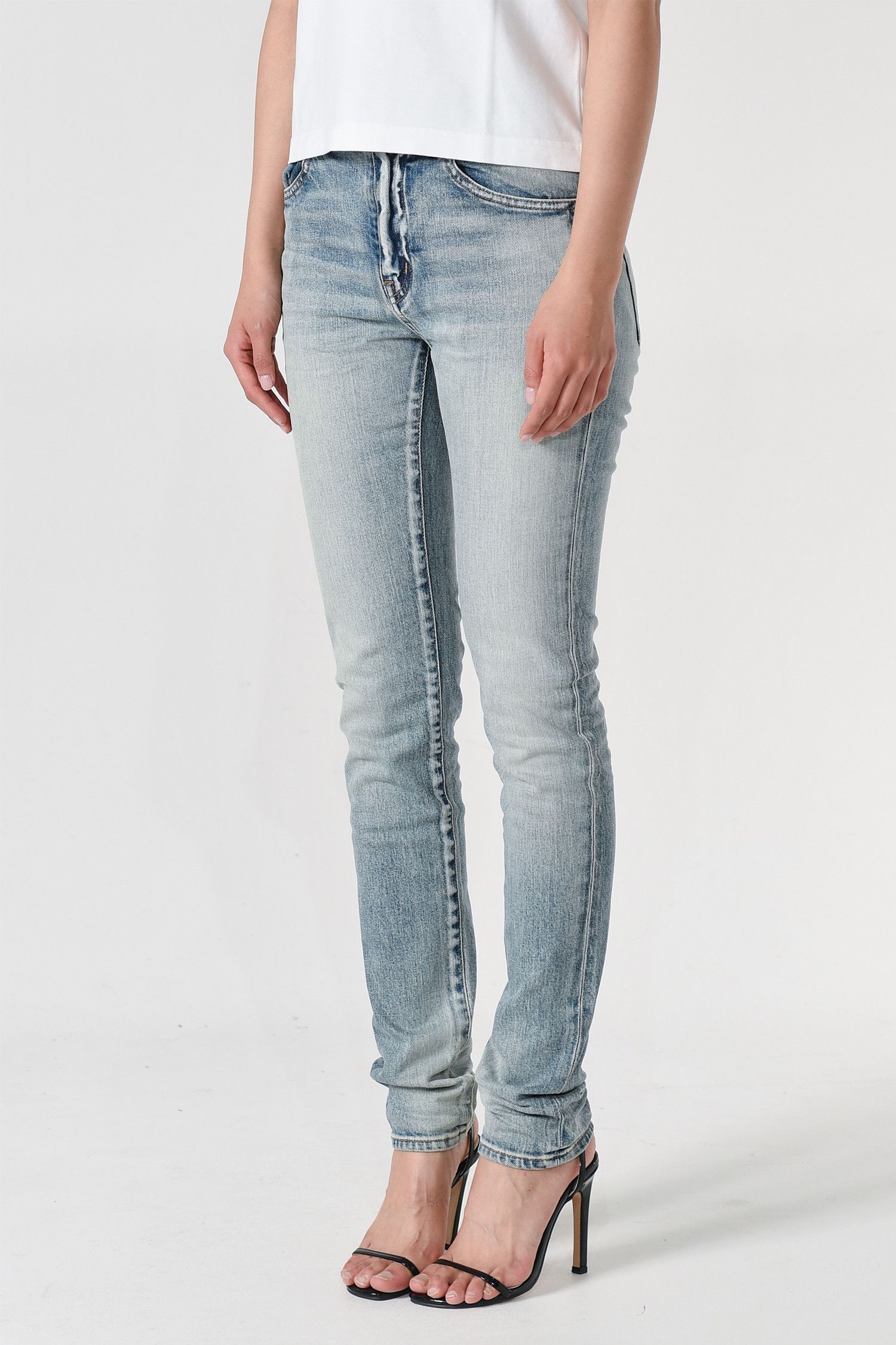 Saint Laurent Paris o1s1wg111124 Skinny-Fit Jeans in Denim in Bright Blue Size 32" / US 10 / IT 46 - 3 Thumbnail