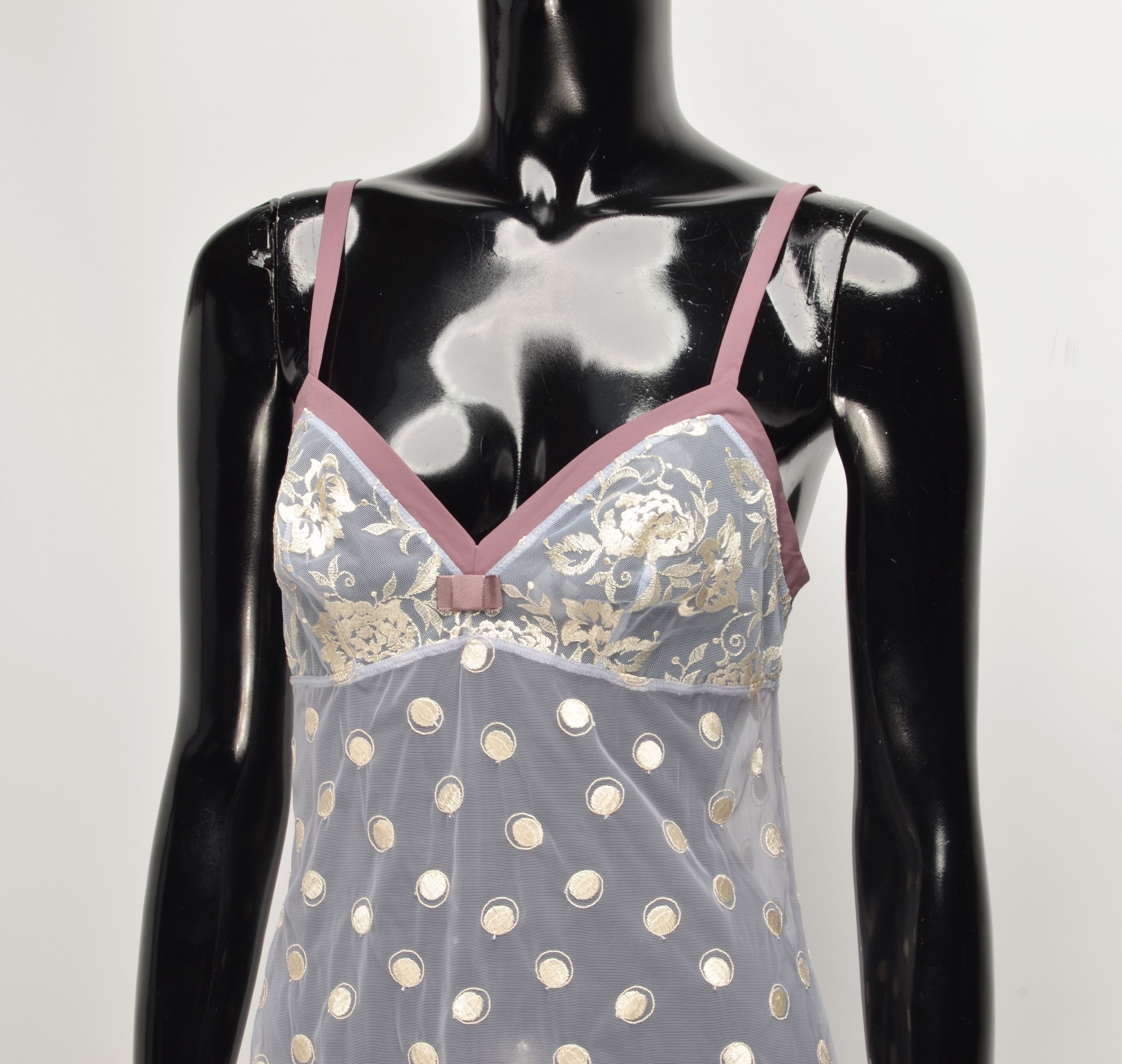 Vintage Lou Paris Vintage Polka Dot Mesh Mini Sleep Cami Dress Size M / US 6-8 / IT 42-44 - 2 Thumbnail