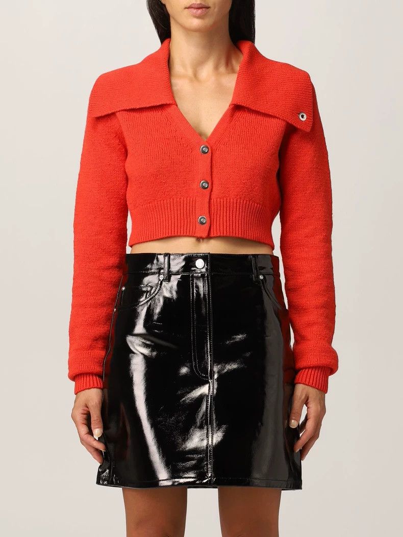 Helmut Lang Helmut Lang Red Collar Cropped Cardigan - dmc Size US S / EU 44-46 / 1 - 1 Thumbnail