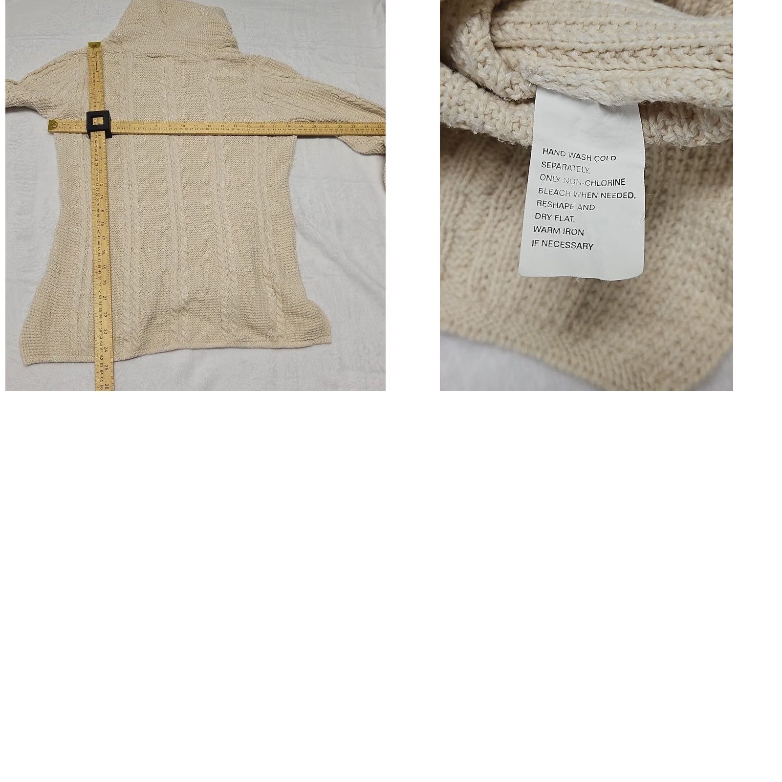 Vintage Jeanne Pierre Sweater Cable-Knit Cowl Neck Beige Womens Size M Cotton Pullover Bohemian Classic Long Sleeve 100% Cotton Size M / US 6-8 / IT 42-44 - 8 Thumbnail