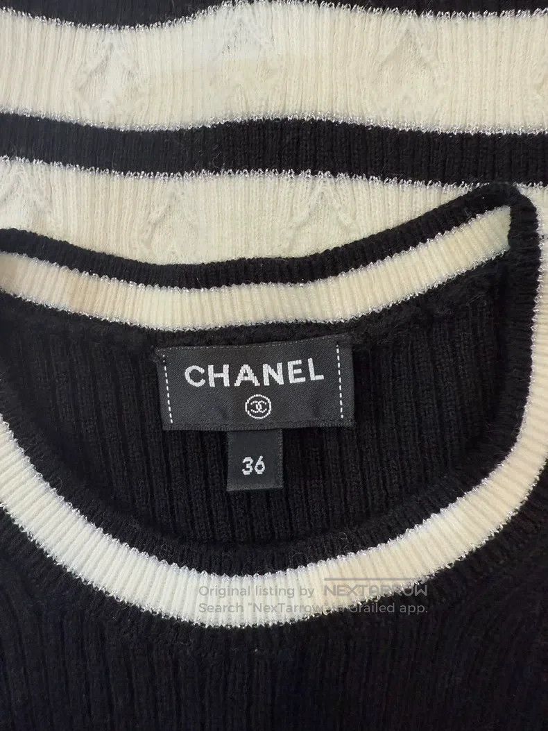 Chanel Chanel Black and white striped knitted short sleeves Size XS / US 0-2 / IT 36-38 - 4 Thumbnail