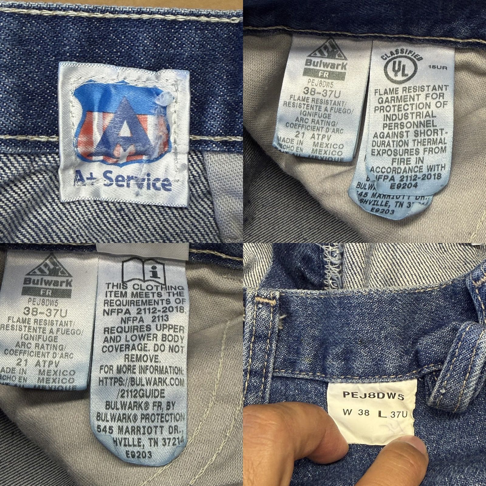 Denime Bulwark FR Flame Resistant Mens Jeans - 38x37 Size US 38 / EU 54 - 9 Thumbnail