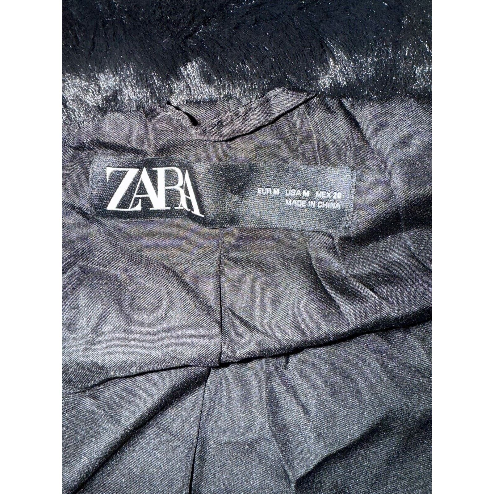 Zara Zara Faux Fur Bomber Jacket Hooded Black Coat Women’s Medium Size M / US 6-8 / IT 42-44 - 5 Thumbnail