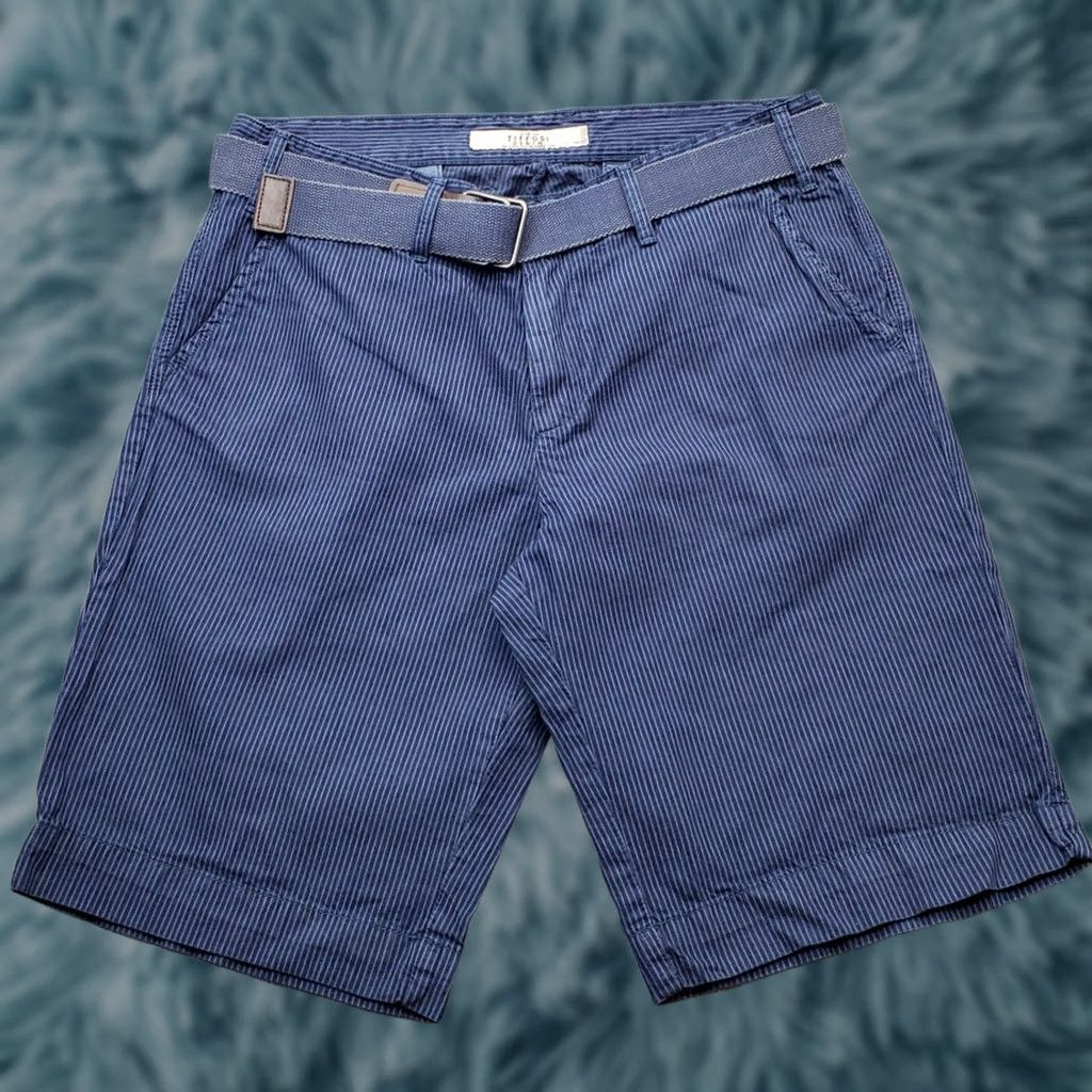 Vintage Vtg Tiffosi Bermuda Shorts Mens Medium Multi Pinstripe Flat Front Belted Waist Mens Size M Twist on Front Shaped Pocket Size US 31 - 1 Thumbnail