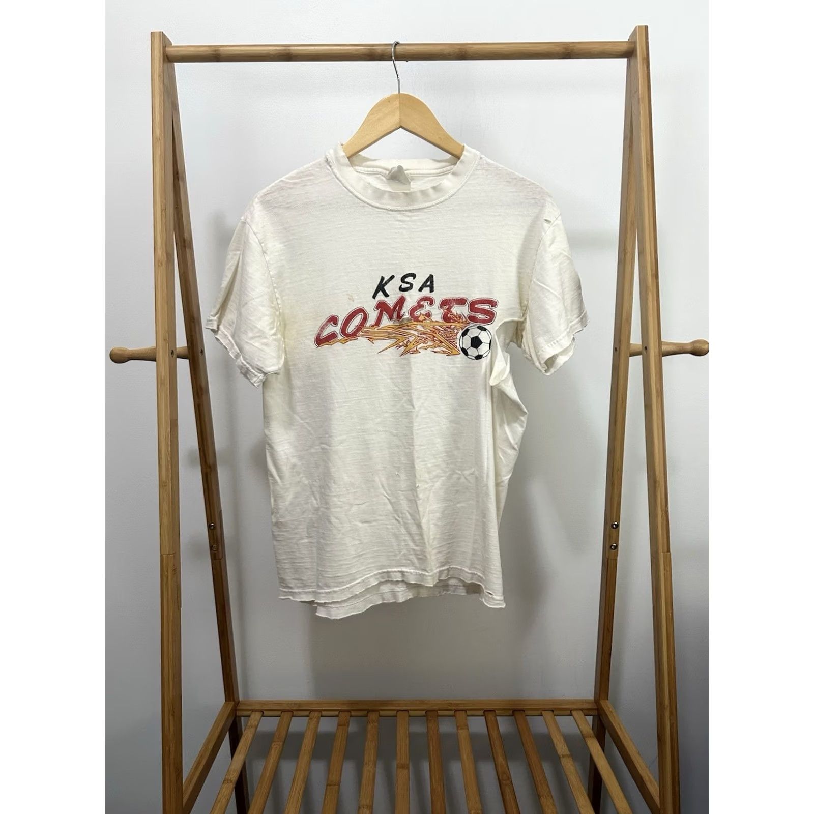 Hanes VTG Kansa City Comets KSA Indoor Soccer Thrashed Worn Distressed T-Shirt M Hanes White Men Shirt Size US M / EU 48-50 / 2 - 2 Thumbnail