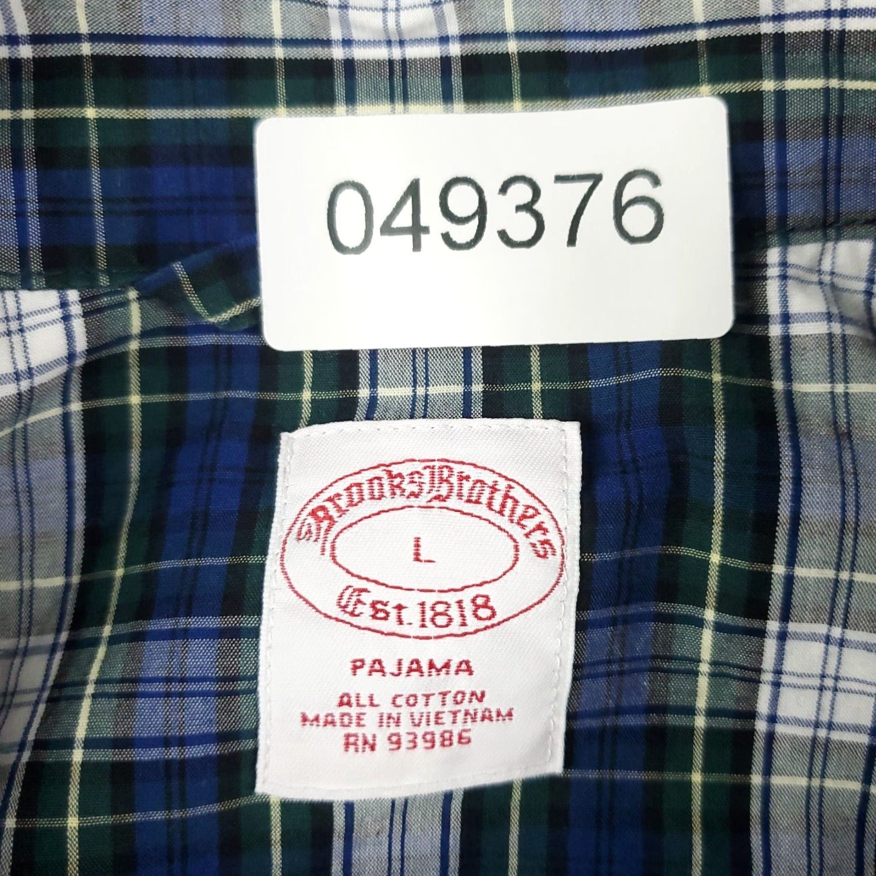 Brooks Brothers Brooks Brothers Mens Large Blue Plaid Flannel Pajama Top Long Sleeve Button Up Cotton Size US L / EU 52-54 / 3 - 6 Thumbnail