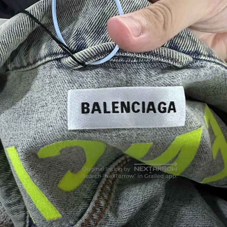 Balenciaga Balenciaga Green Logo Denim Jacket. Size US S / EU 44-46 / 1 - 2 Thumbnail