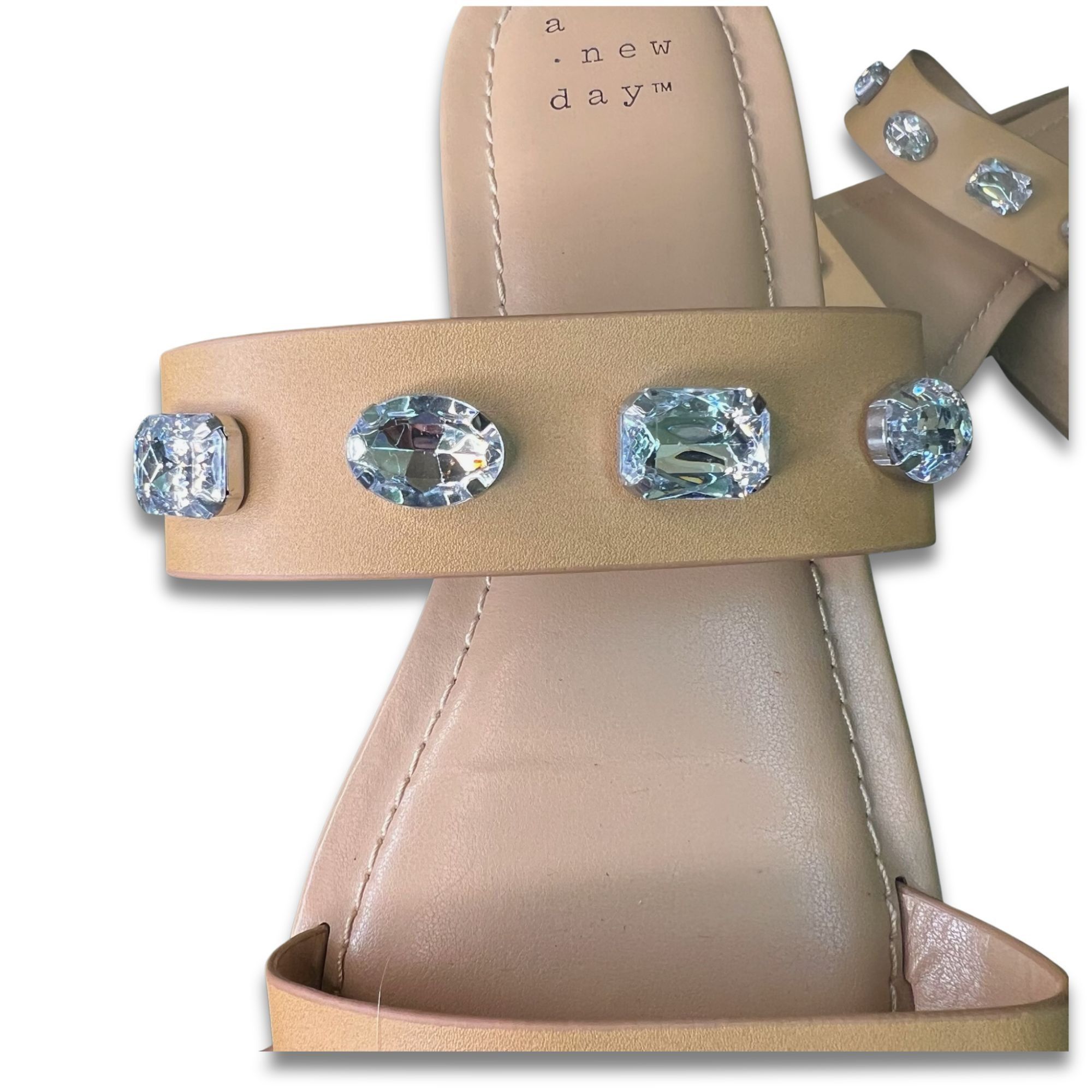 Other A New Day Womens Embellished Two-Band Sandals Size 7.5 Bei Size US 7.5 / IT 37.5 - 6 Thumbnail