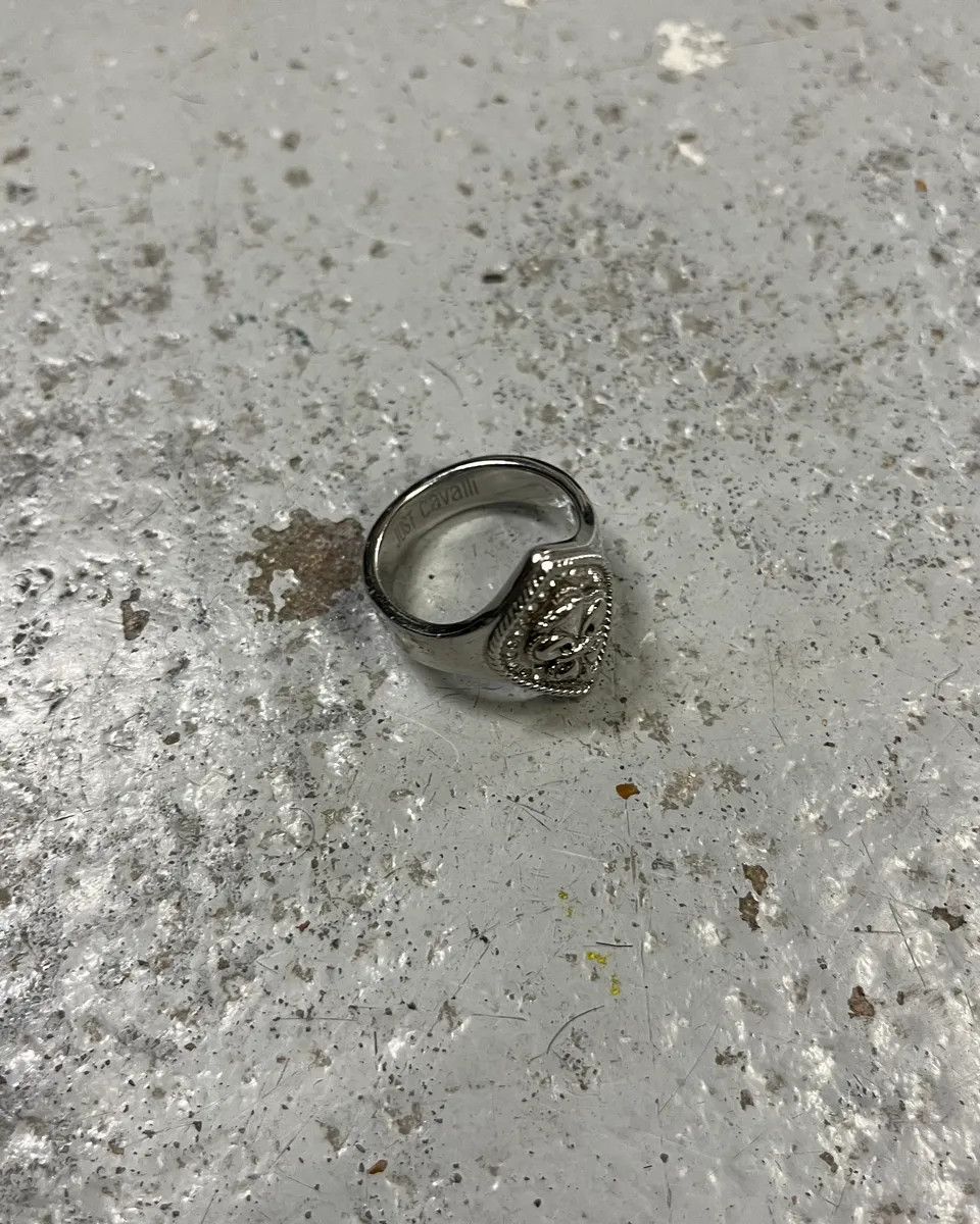 Just Cavalli 2000s Cavalli Ornamental Crest Silver Ring Size ONE SIZE - 3 Thumbnail