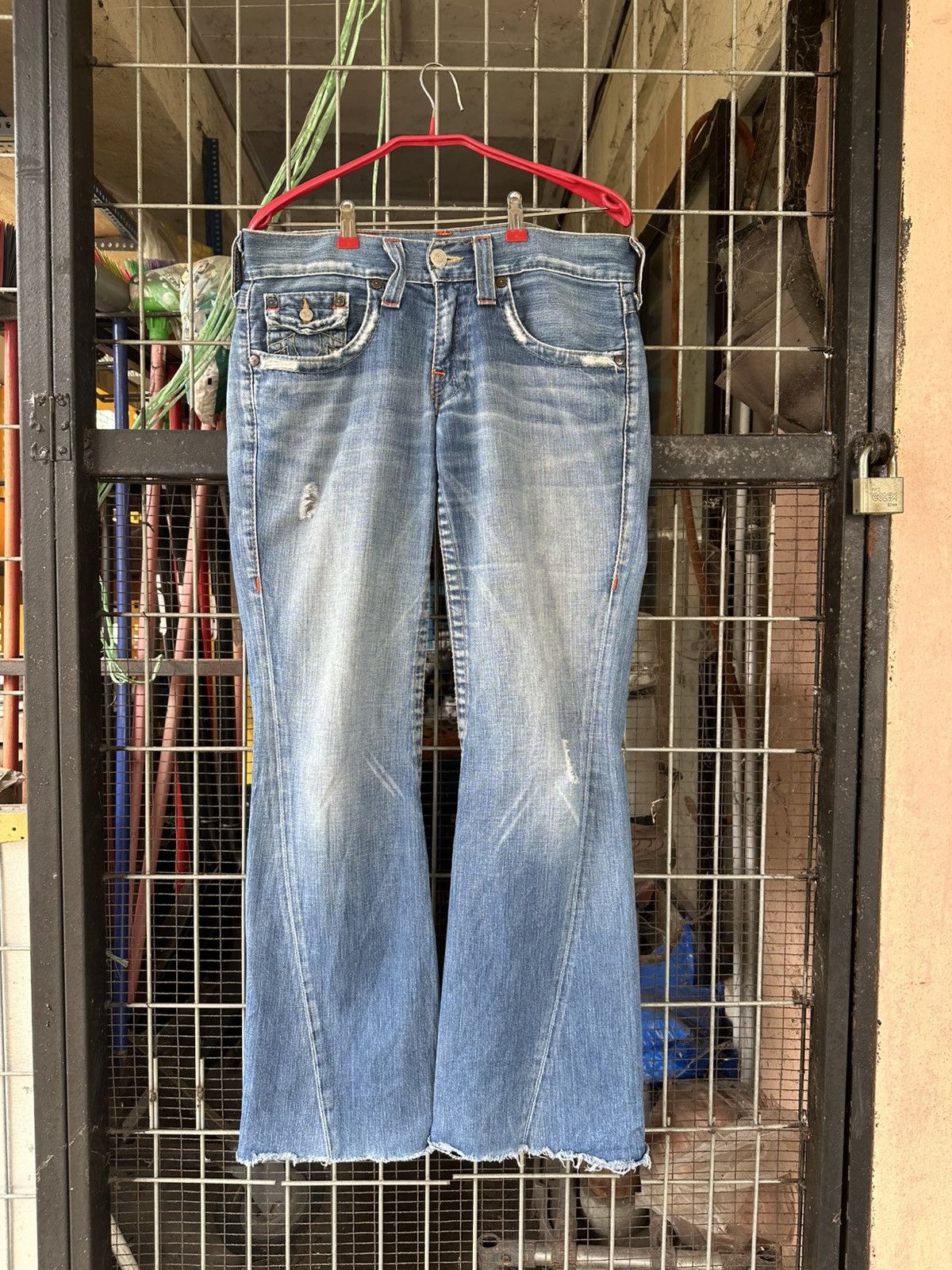 True Religion 👹Vintage True Religion Distressed Flare Jeans Size US 31 - 2 Thumbnail