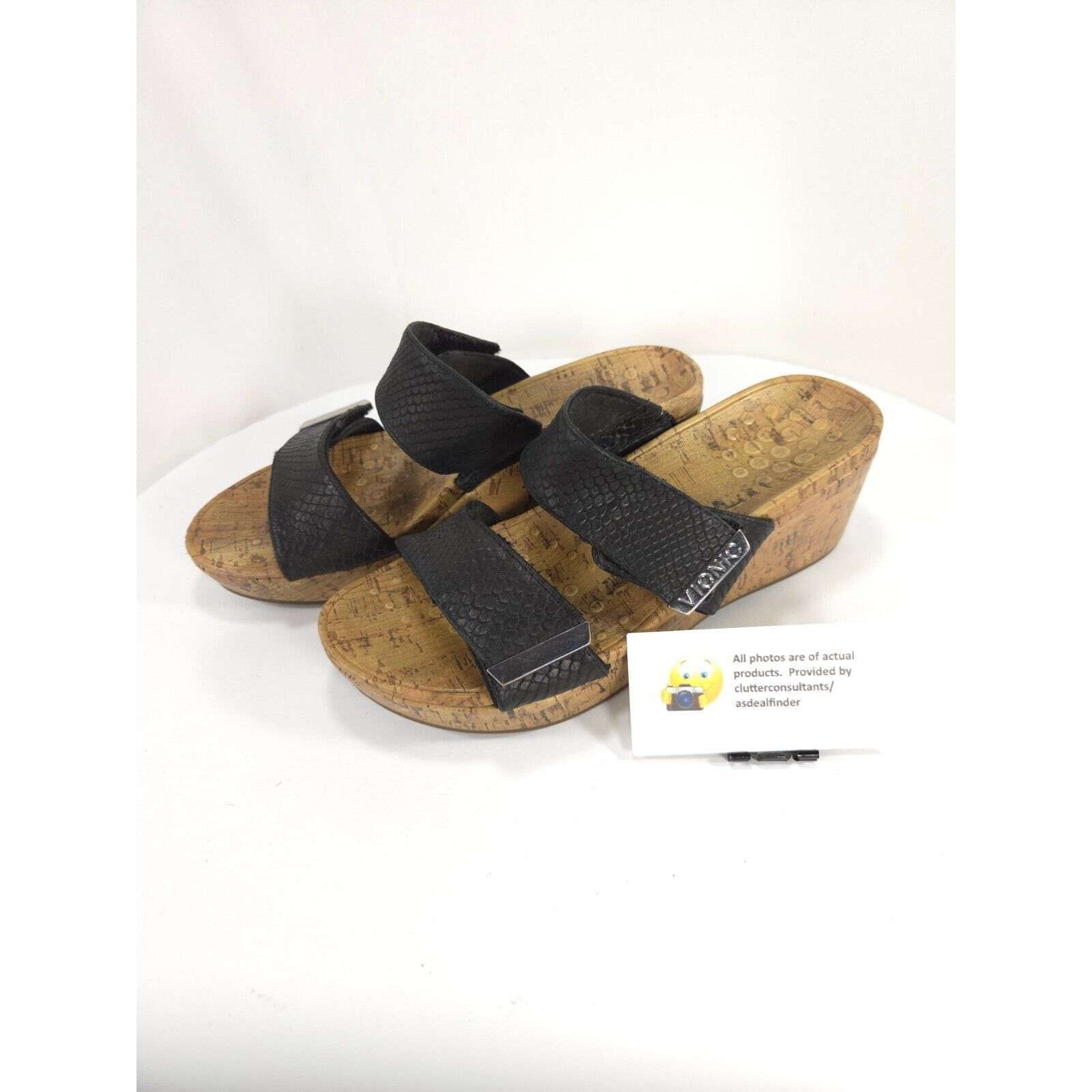 Vionic Vionic Pepper Snakeskin Cork Wedge Sandal Women Size 9 Black Size US 9 / IT 39 - 1 Thumbnail