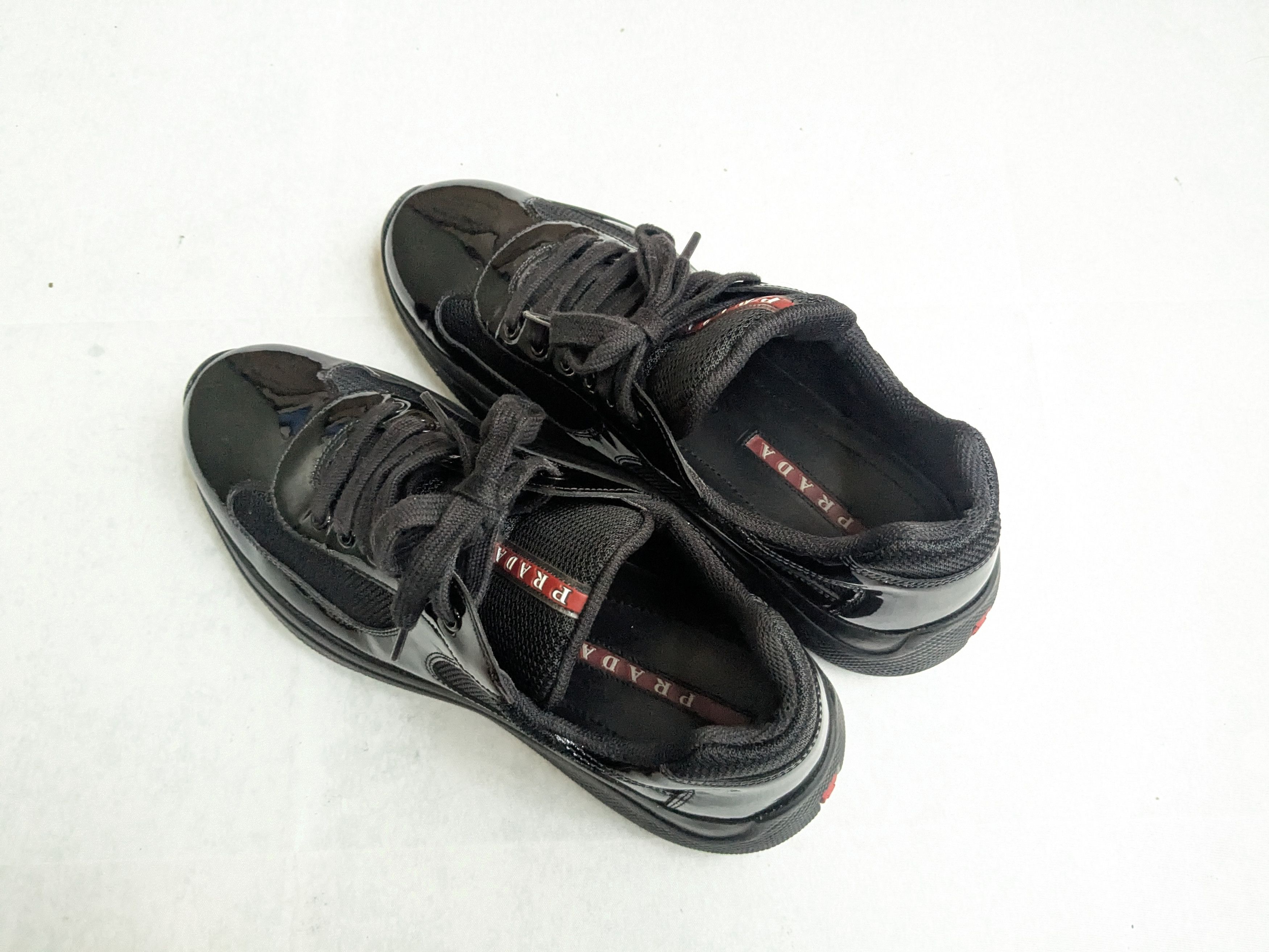 Prada Prada America's Cup Sneakers Black Patent Leather 8 Red Size US 8 / EU 41 - 13 Thumbnail