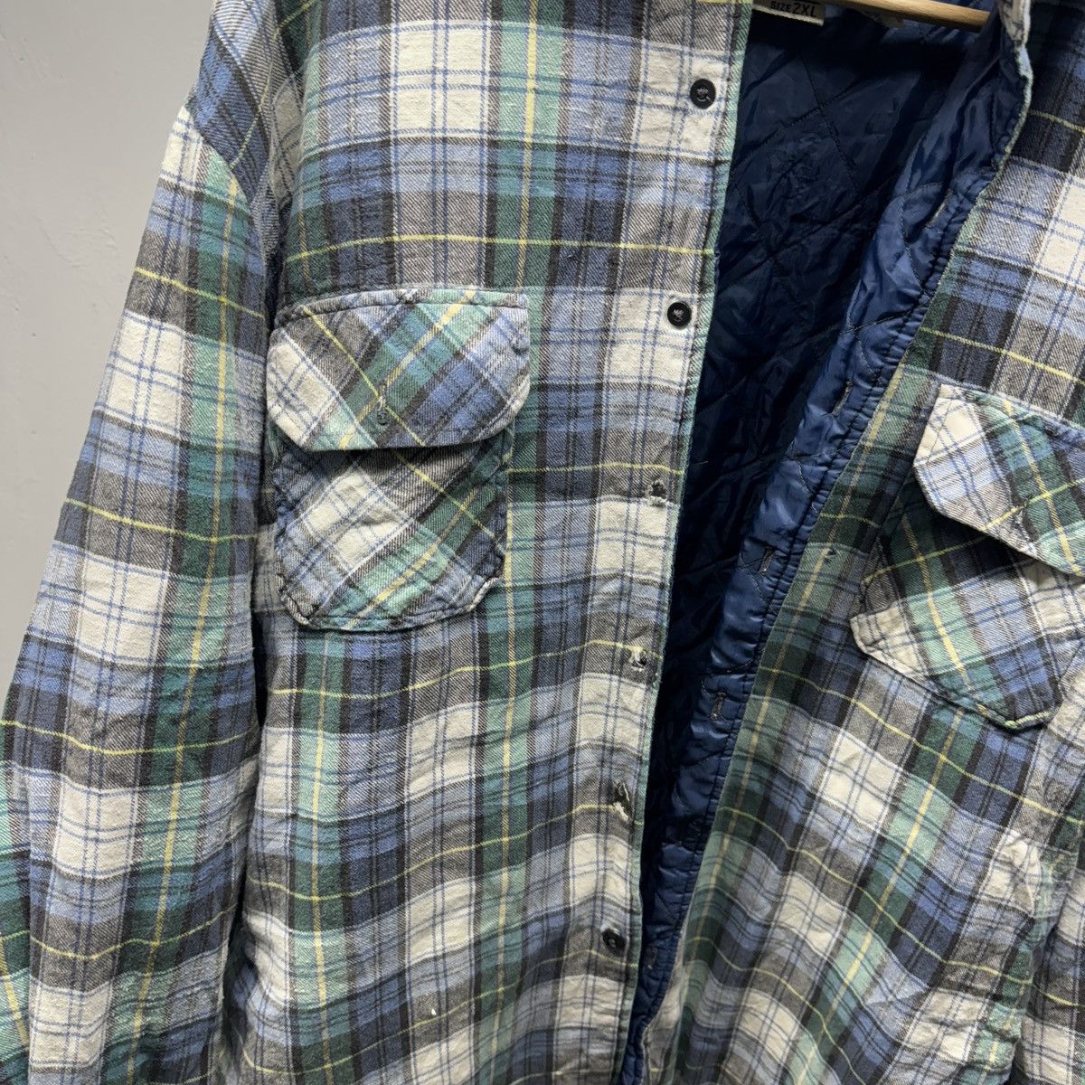 Vintage Thrashed Distressed Plaid Flannel Shirt Jacket Grunge Size US XXL / EU 58 / 5 - 6 Thumbnail
