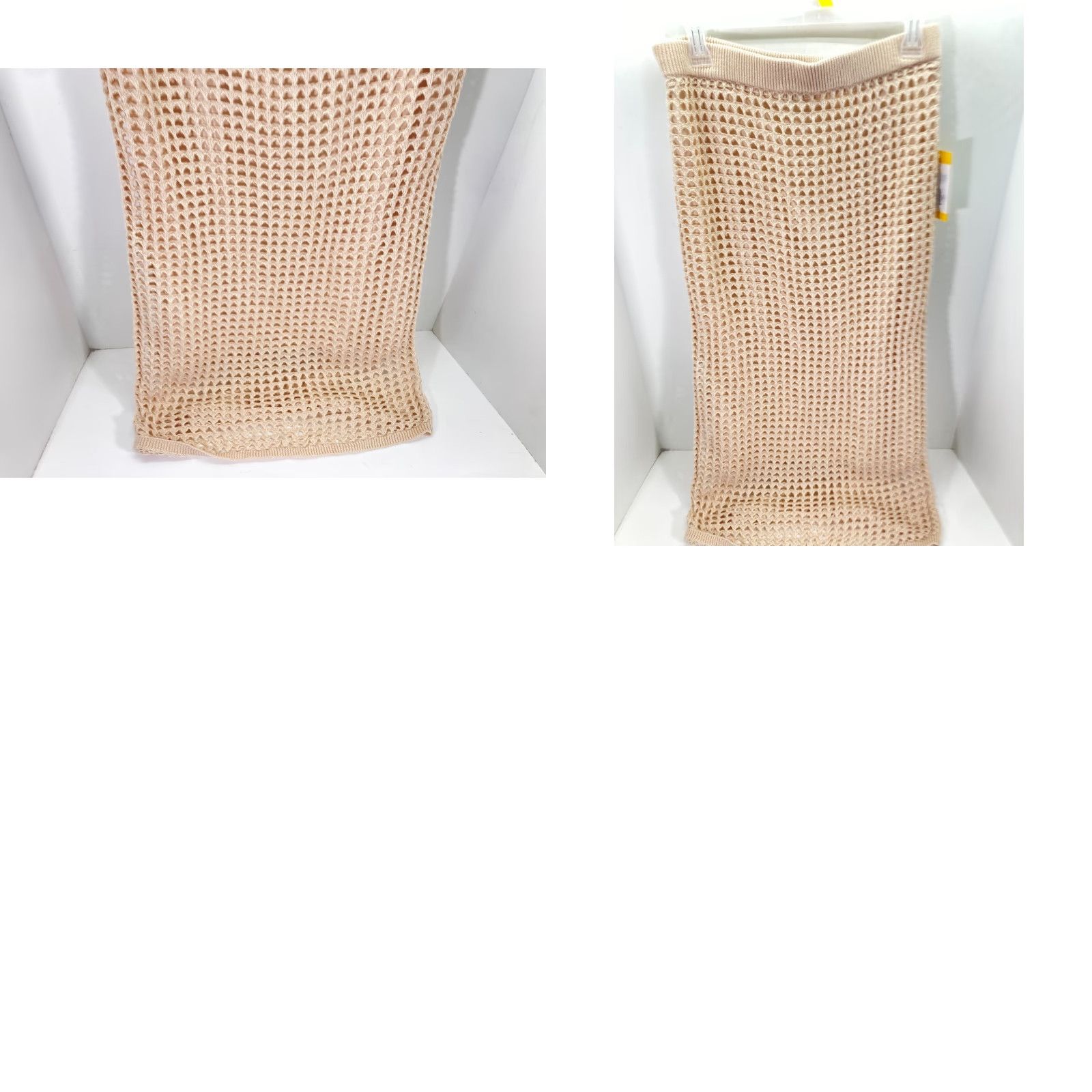 Steve Madden Steve Madden Crochet Straight Skirt Womens Medium Beige Knit Lined Elastic Waist Midi Skirt, Casual Beach Bohemian Size 32" / US 10 / IT 46 - 9 Thumbnail