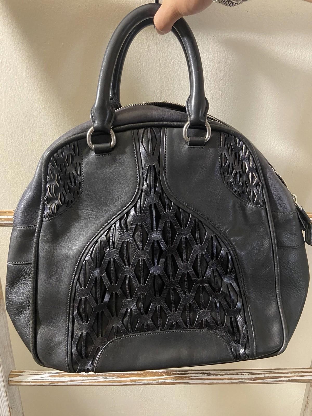 Miu Miu Rare Miu Miu Black Leather Laser Cutout Bowling Tote Handbag Size ONE SIZE - 3 Thumbnail