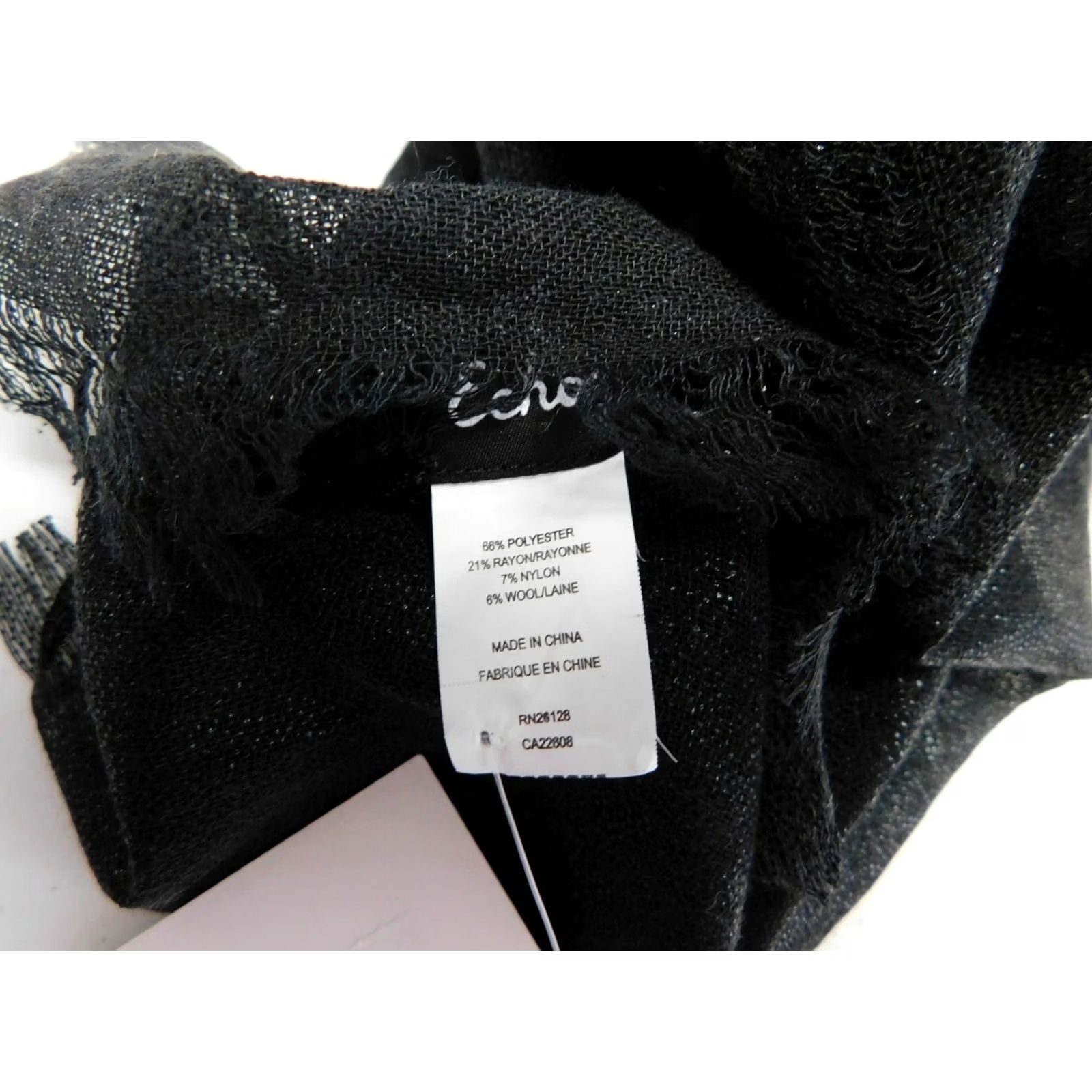 Vintage Echo Scarf - Black - Oblong Fringe Metallic Subtle Shine, 80" x 28" - Polyester, Women, Solid, Rectangle, Style 802183 Size ONE SIZE - 3 Thumbnail