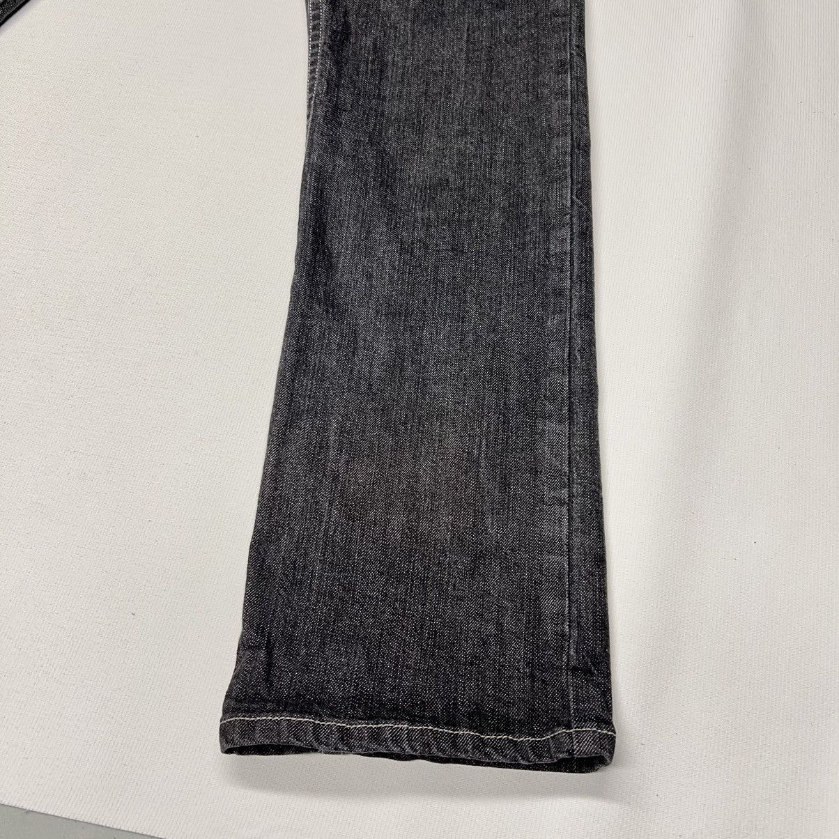 Levi's Levis Slim Straight Jeans Black Green Stitch Pockets Denim Size US 33 - 3 Thumbnail