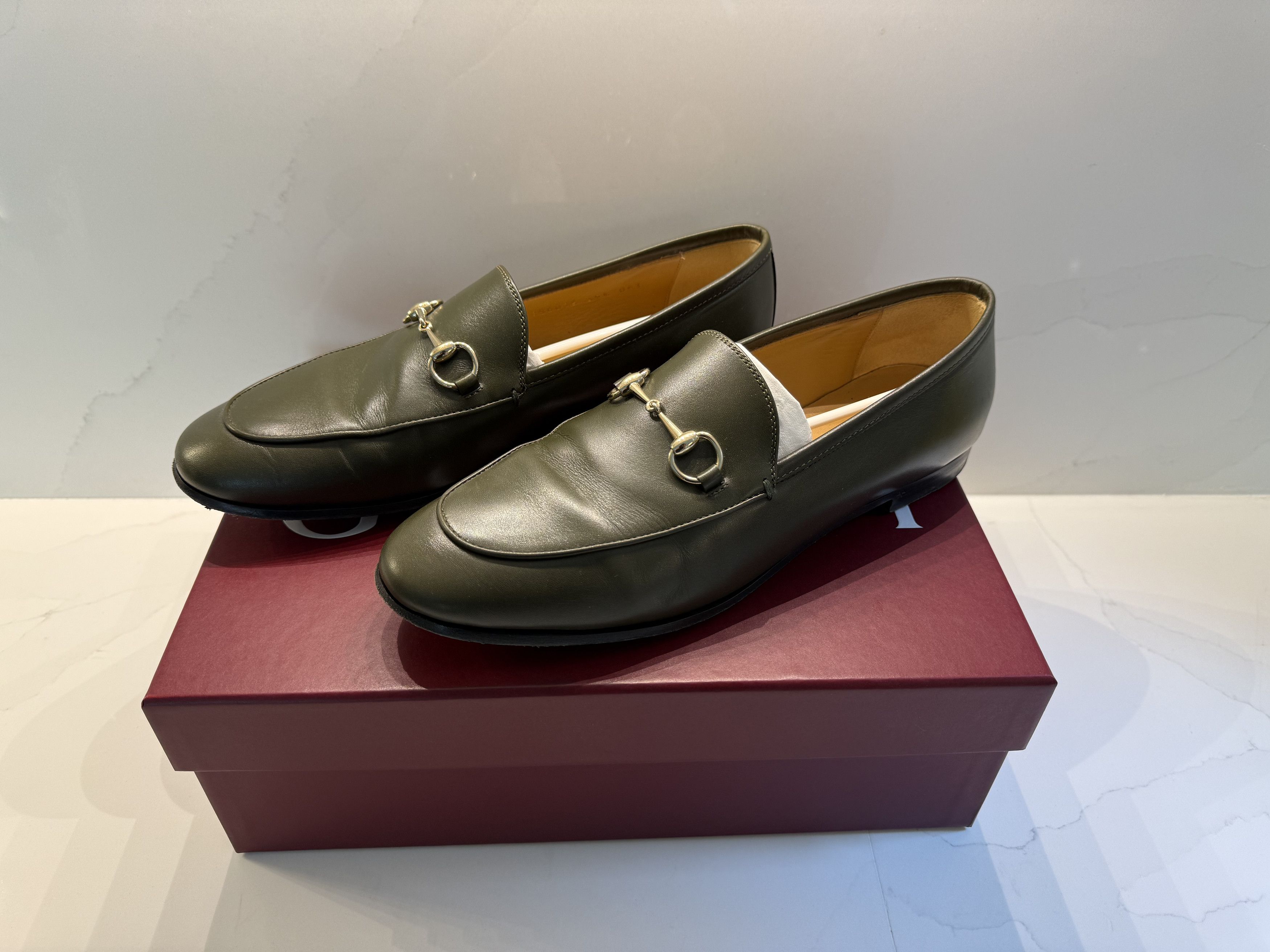 Gucci Gucci Luscious Green Jordaan Leather Loafers Size US 9.5 / IT 39.5 - 1 Thumbnail
