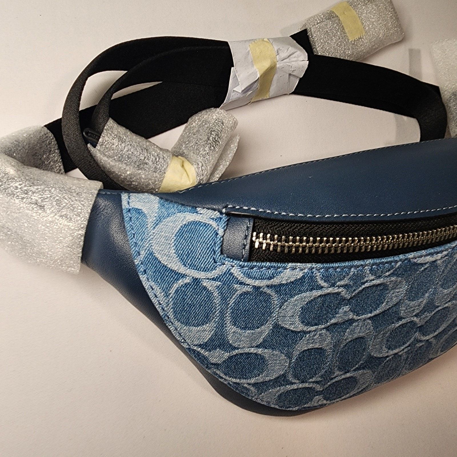 Coach NWT Coach CDF48 Warren Mini Belt Bag Signature Denim Blue Size ONE SIZE - 3 Thumbnail