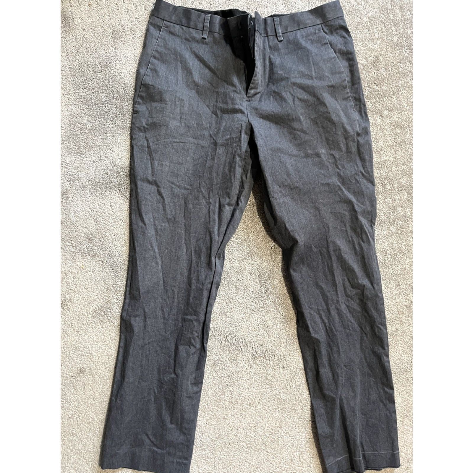 Express Express Men's Dress Pants Size 32x30 Gray Canvas Straight Leg Business Casual Size US 32 / EU 48 - 3 Thumbnail