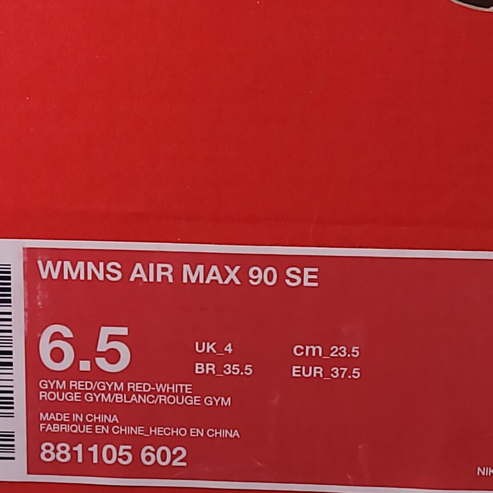 Nike Nike Air Max 90 SE Shoe Womens Size 6.5 881105-602 Red White Size US 6.5 / IT 36.5 - 9 Thumbnail