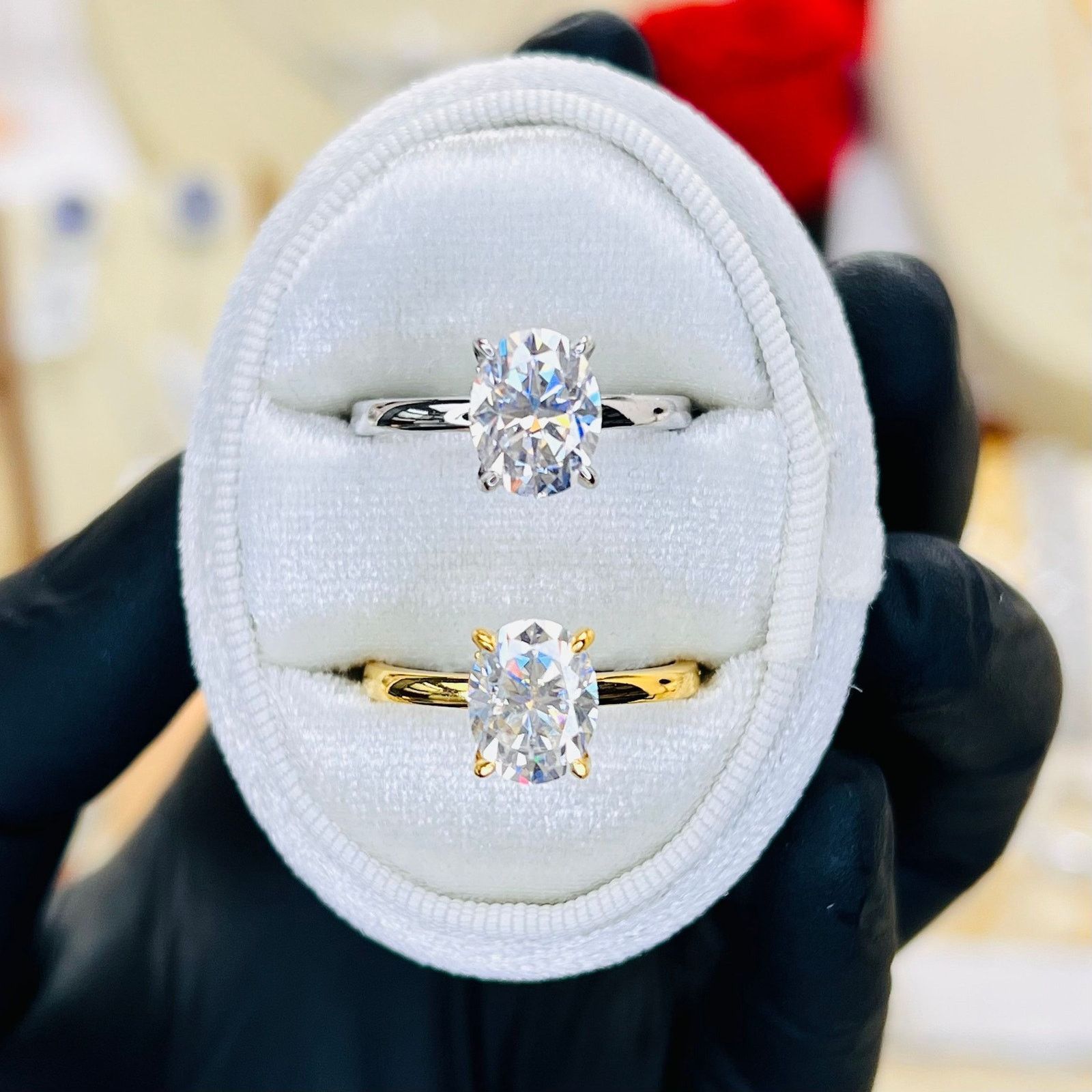 Other 2.12ctw Oval Moissanite Hidden Halo Solitaire Wedding Ring Size ONE SIZE - 1 Thumbnail